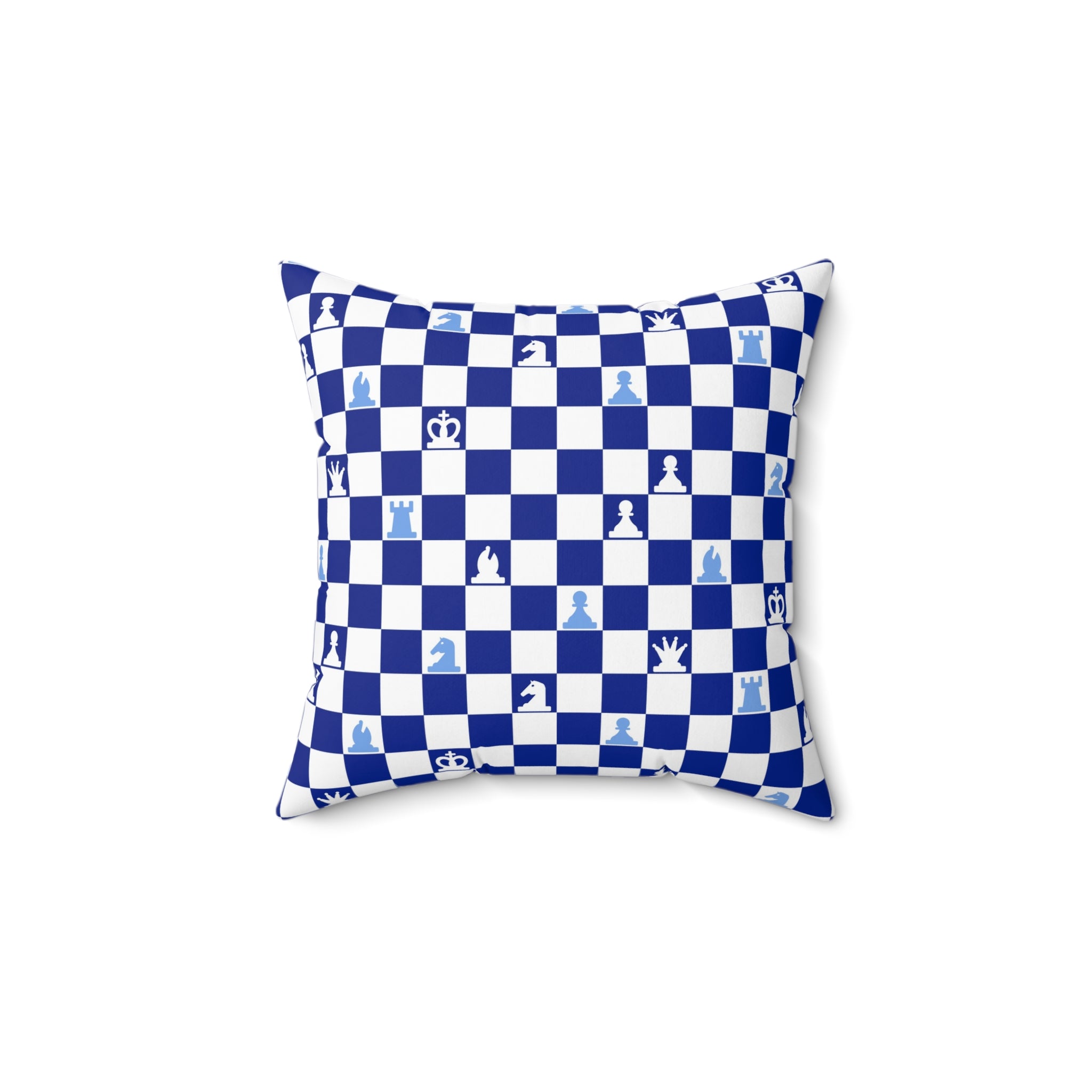 Chessboard Navy Blue Spun Polyester Square Pillow, Artsulli - Art is Long, Life is Short, Home Decor, Size, 14" × 14", , , , , 78303740010098503636