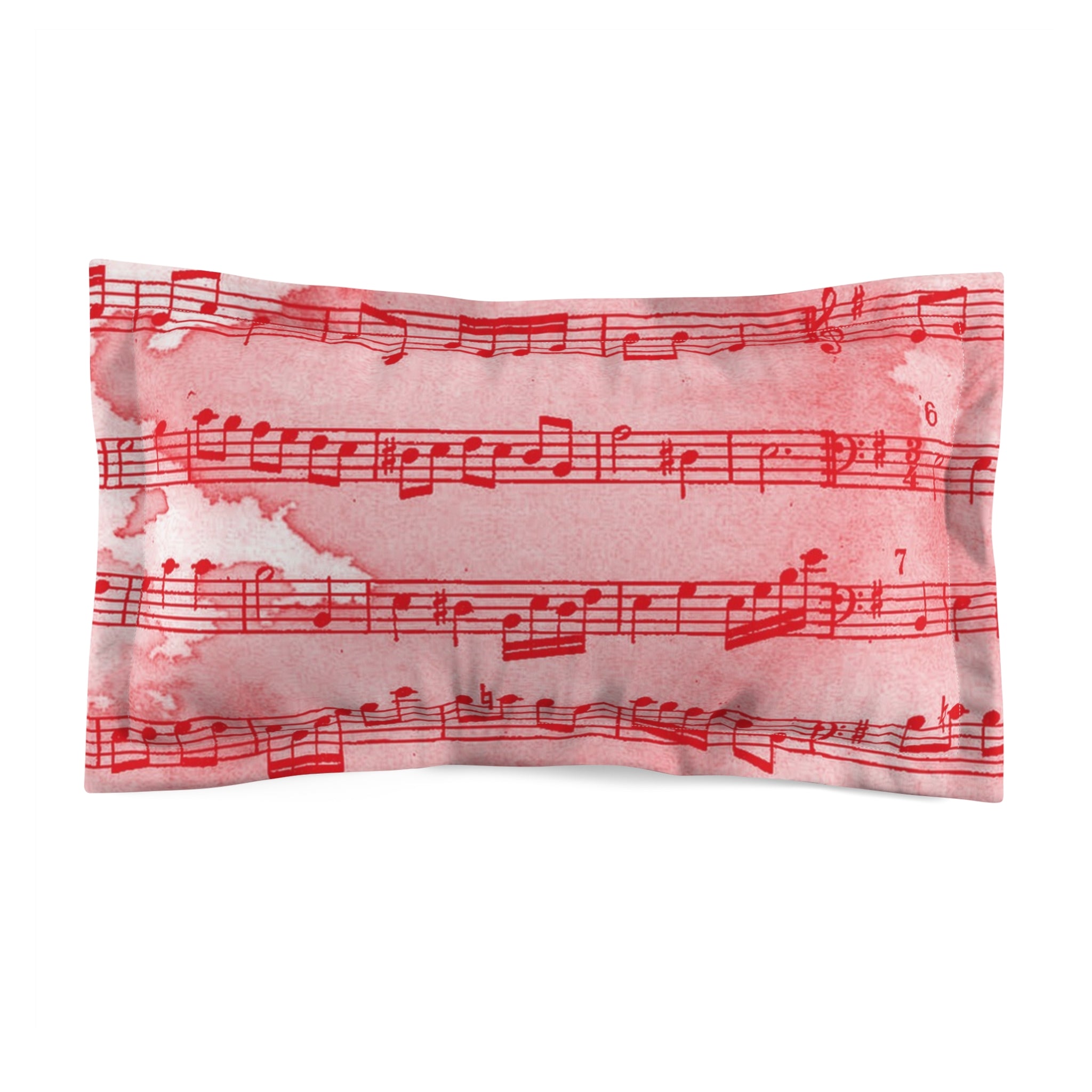 Drip Spill Type Beat Sheet Music Red Microfiber Pillow Sham, Artsulli - Art is Long, Life is Short, Home Decor, Size, King, , , , , 52571279579856649591