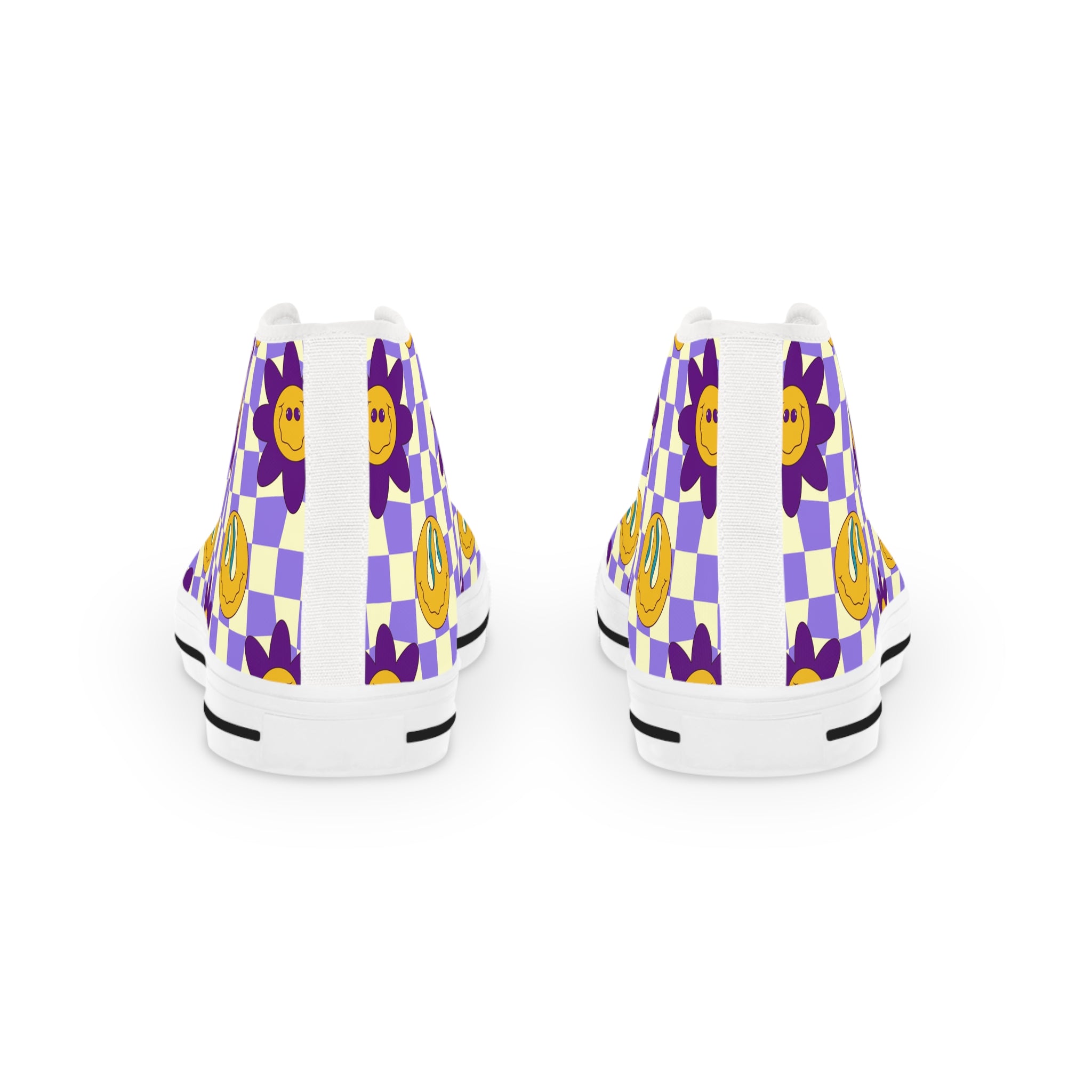 Trippy Flower Power Motifs II Men's High Top Sneakers, Artsulli - Art is Long, Life is Short, Shoes, , , , , , , 