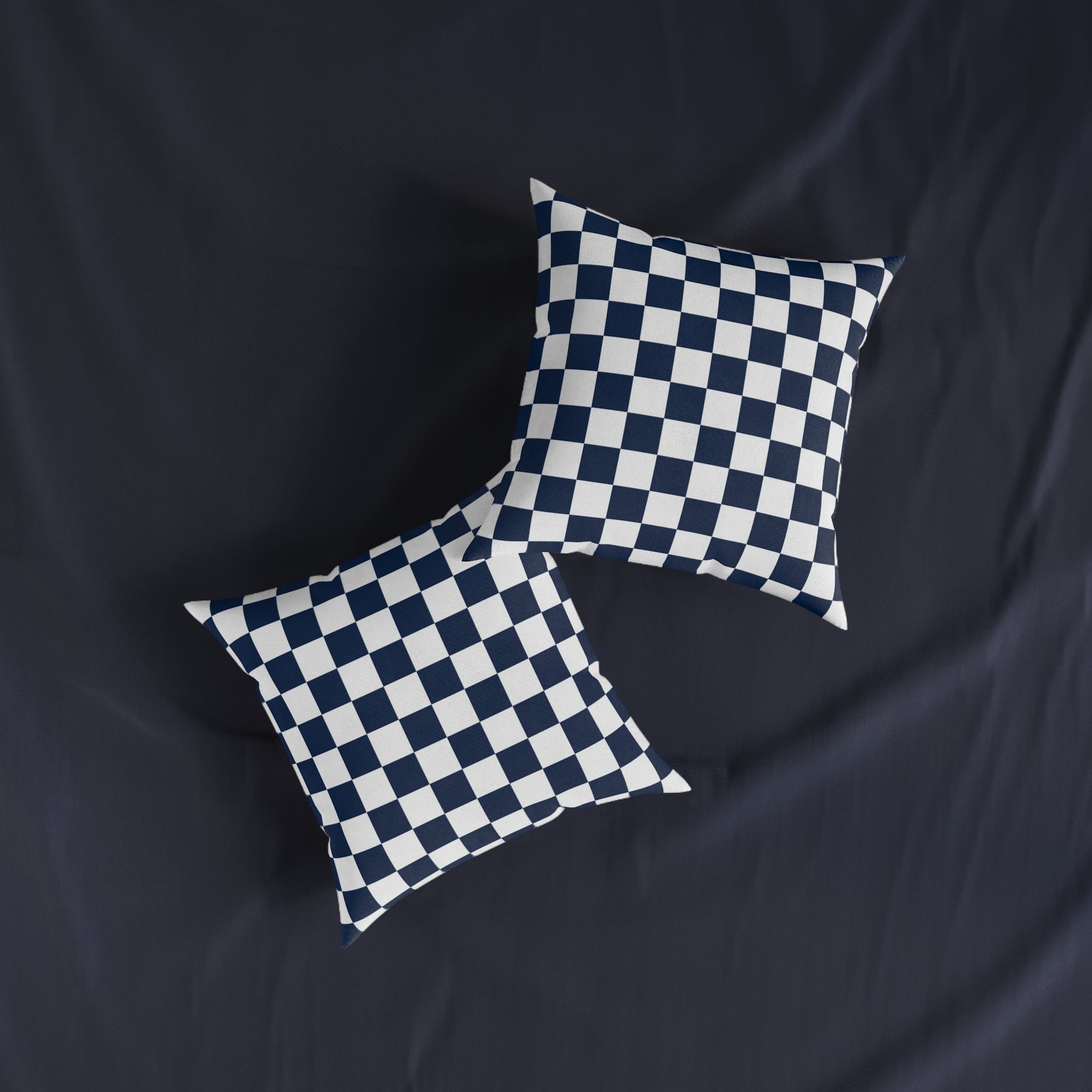Checkerboard White and Navy Blue Square Pillow, Artsulli - Art is Long, Life is Short, Home Decor, , , , , , , 