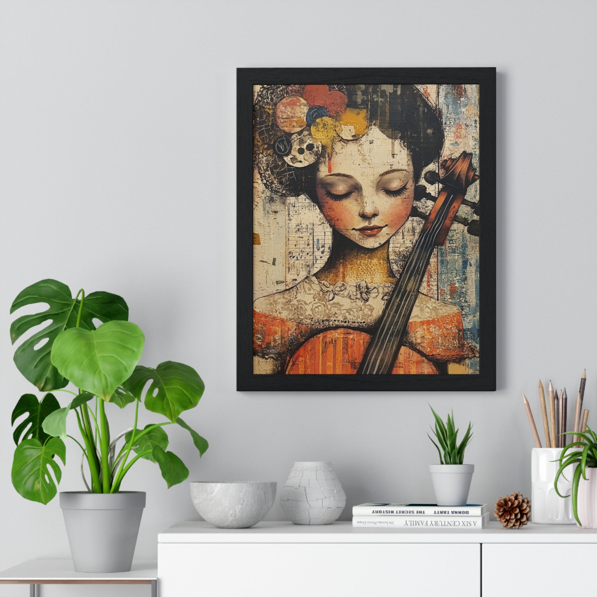 Girl With A Violin Vertical Framed Poster, Artsulli - Art is Long, Life is Short, Poster, , , , , , , 