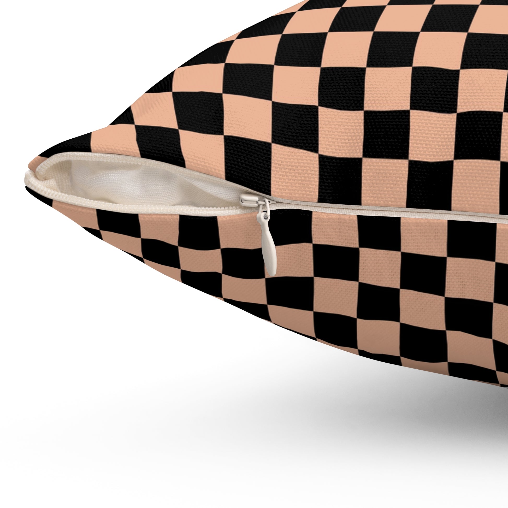 Checkerboard II Soft Orange and Black Spun Polyester Square Pillow, Artsulli - Art is Long, Life is Short, Home Decor, , , , , , , 