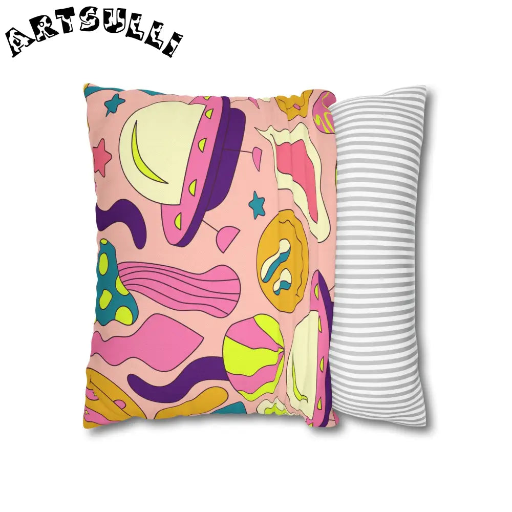 JAKKOUTTHEBXX Trippy Spaceships Pink Spun Polyester Square