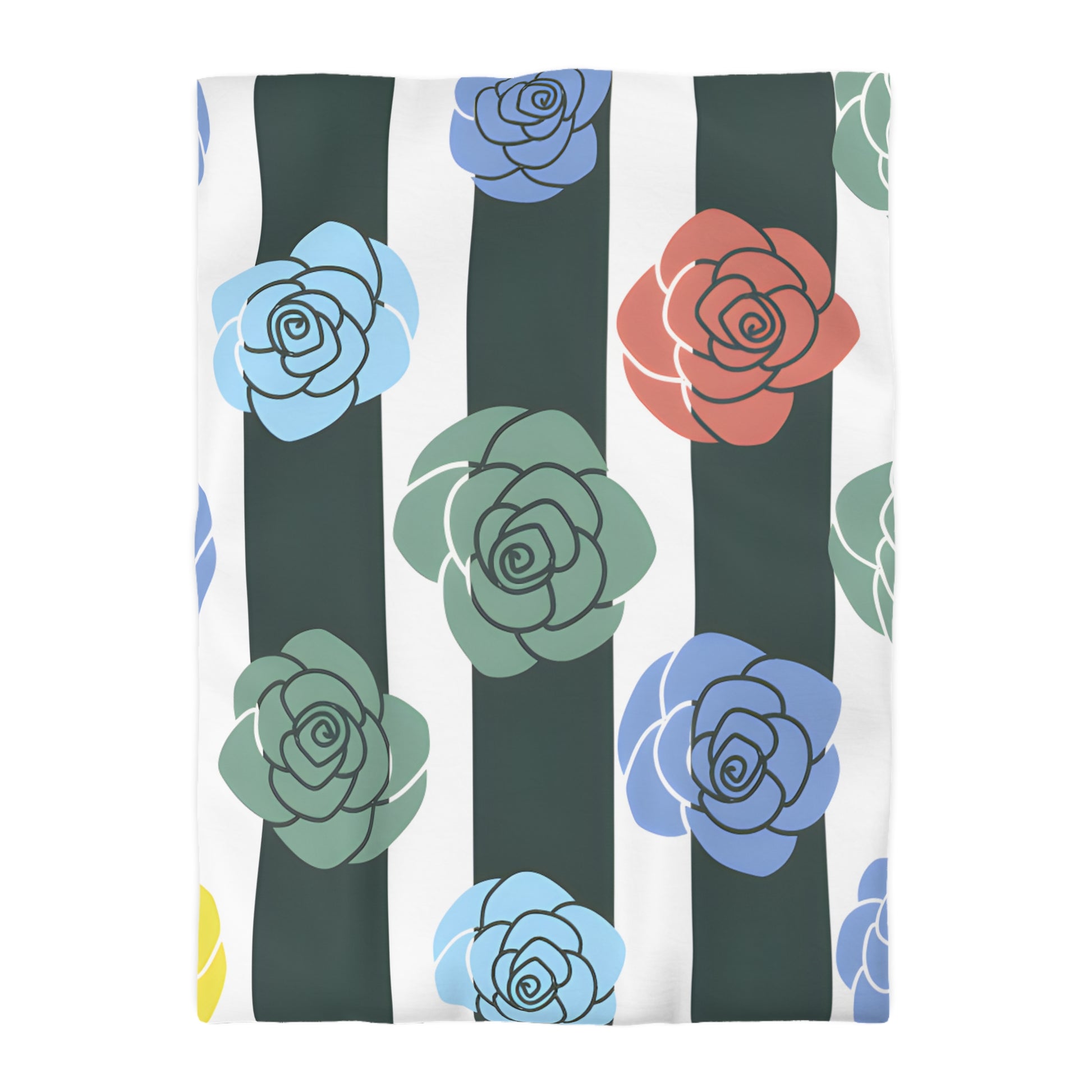 Stripes x Roses Black and White Microfiber Duvet Cover, Artsulli - Art is Long, Life is Short, Home Decor, Size, Twin XL, Color, White, , , 11733835134212