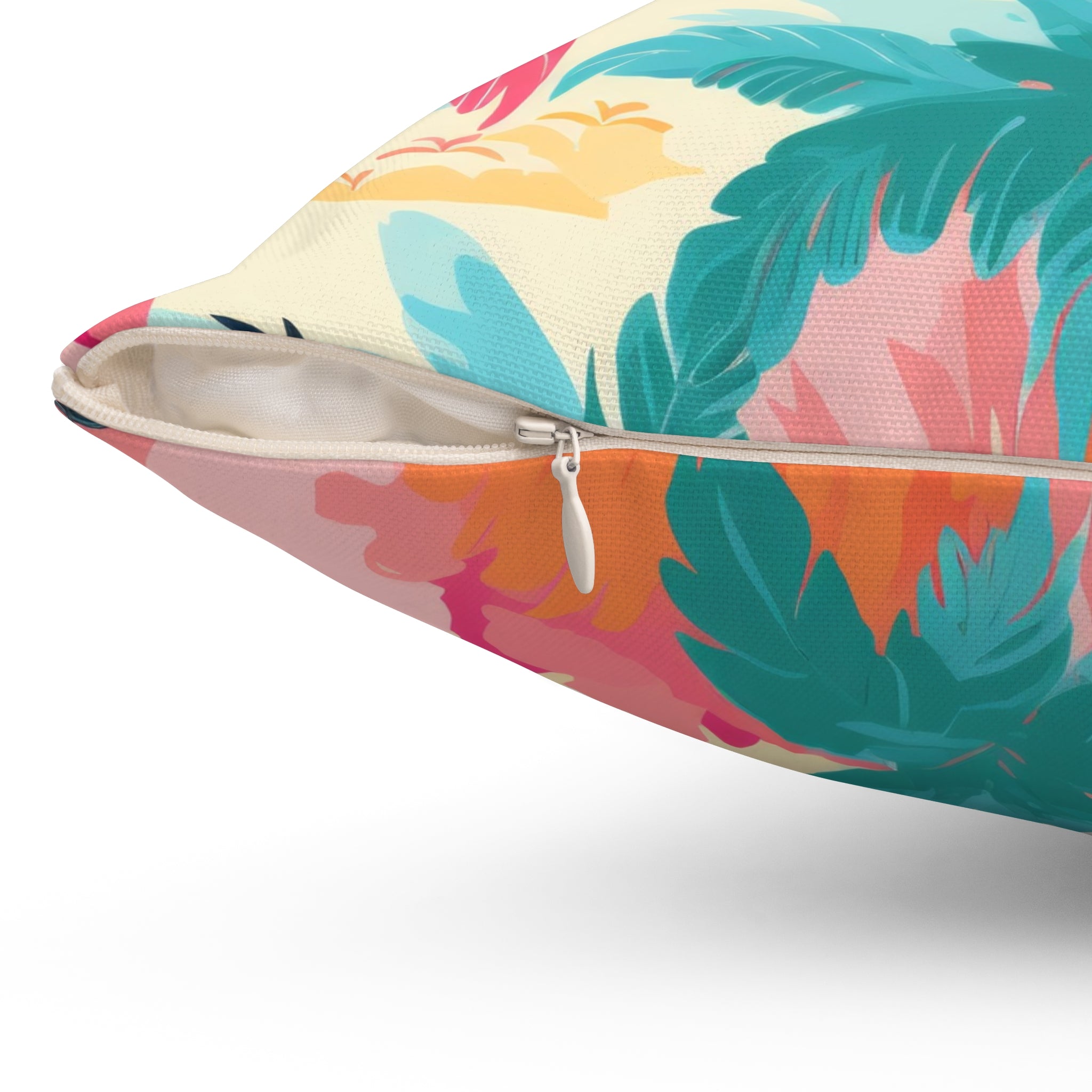 Tropical Palm Beach Paradise Multi-Color Spun Polyester Square Pillow, Artsulli - Art is Long, Life is Short, Home Decor, , , , , , , 