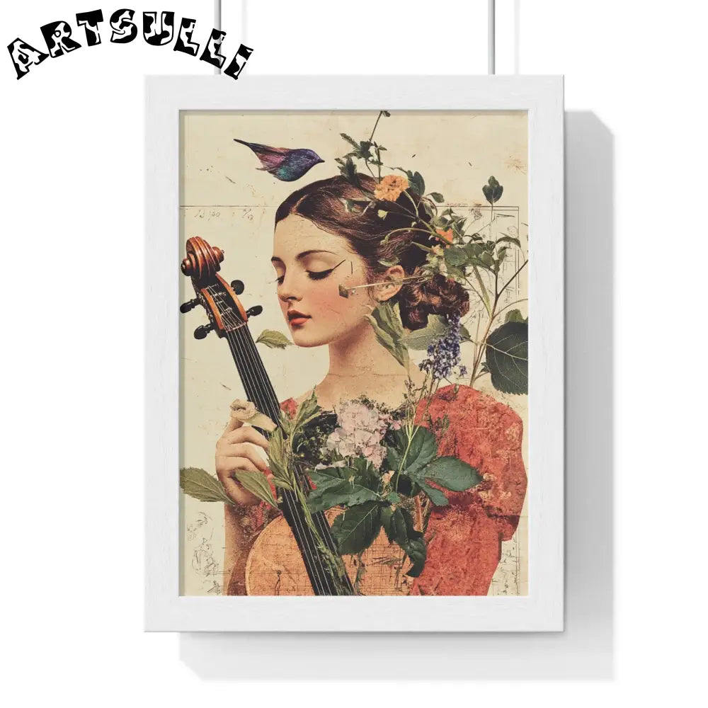 Woman With A Violin V Vertical Framed Poster, Artsulli - Art is Long, Life is Short, Poster, Size, 8" x 11", Color, White, , , 15386602207090985366
