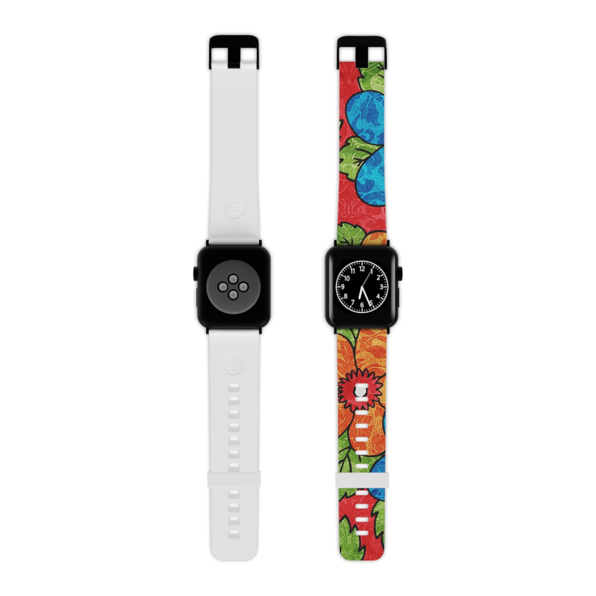 Groovy Red Floral Kl III Watch Band for Apple Watch, Artsulli - Art is Long, Life is Short, Accessories, Size, 7.5'' × 0.75'' / 38 - 40 mm, Color, Black, , , 18873007826235571699