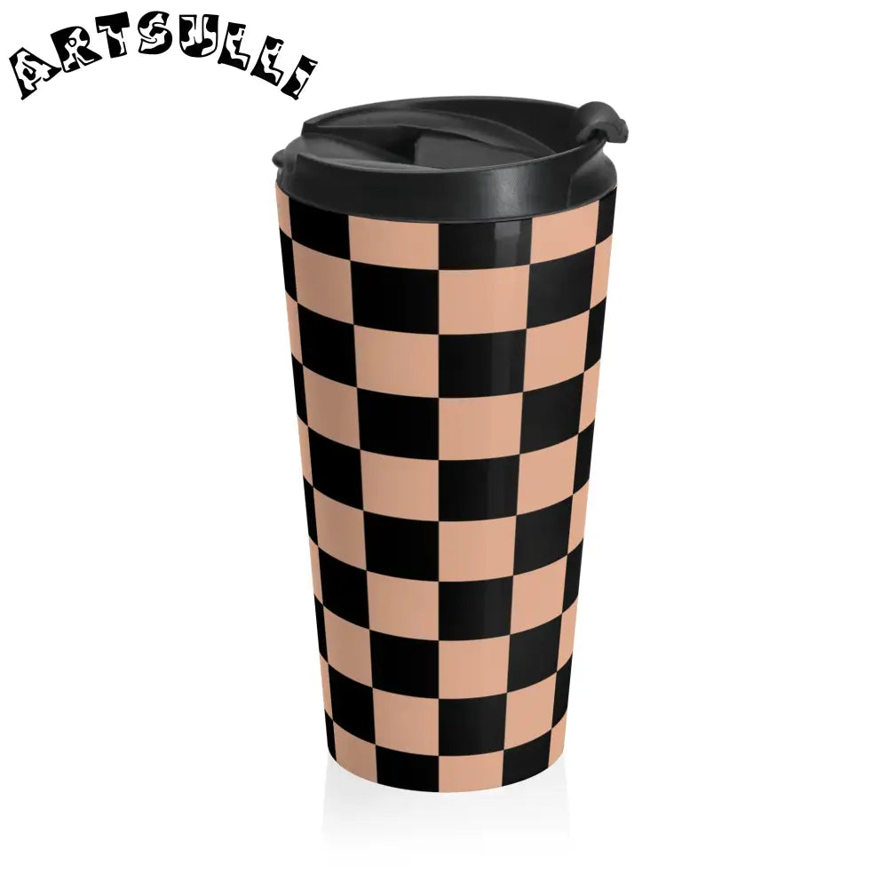 JAKKOUTTHEBXX Checkerboard Soft Orange and Black Stainless Steel