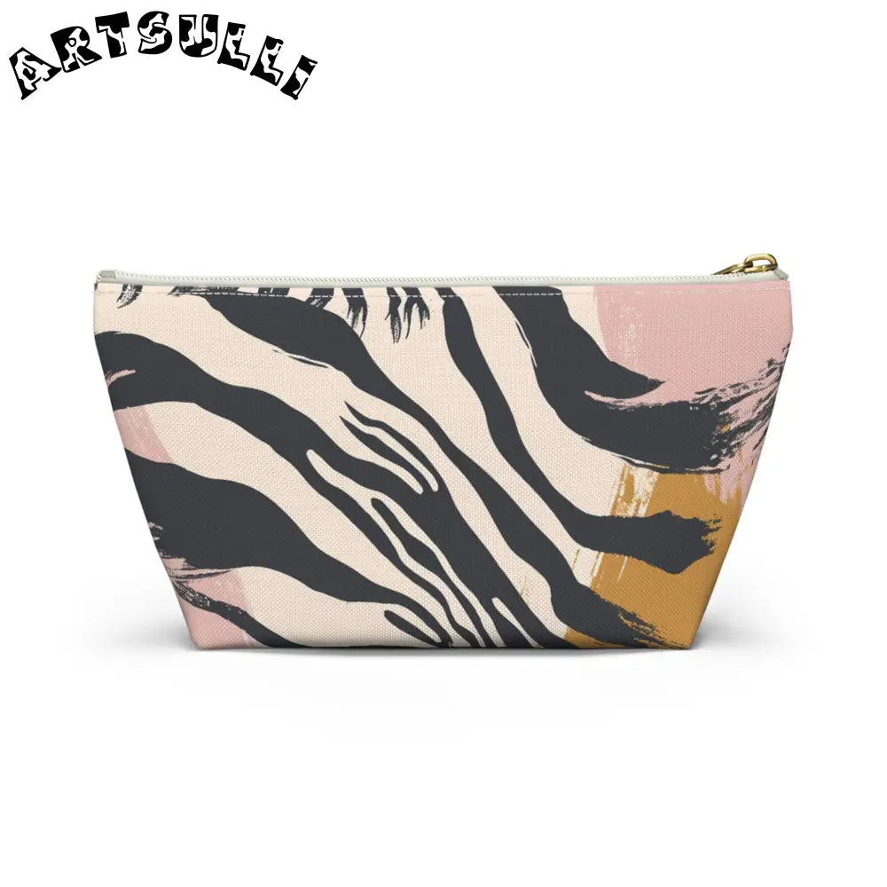 JAKKOUTTHEBXX Zebra Stripe And Brushstroke Cosmetic Pouch In Pink