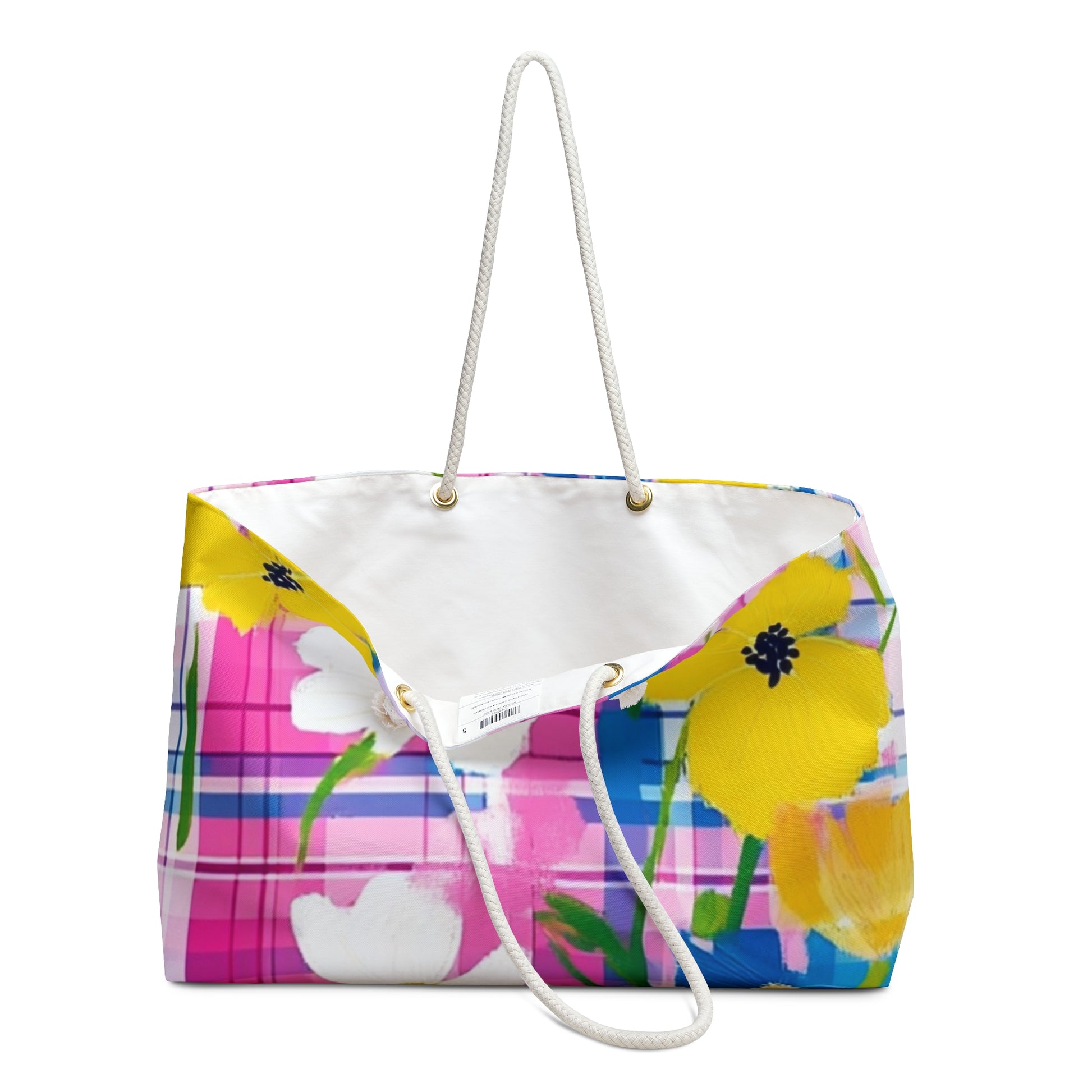 Plaid Garden Pink and Purple Weekender Bag, Artsulli - Art is Long, Life is Short, Bags, , , , , , , 