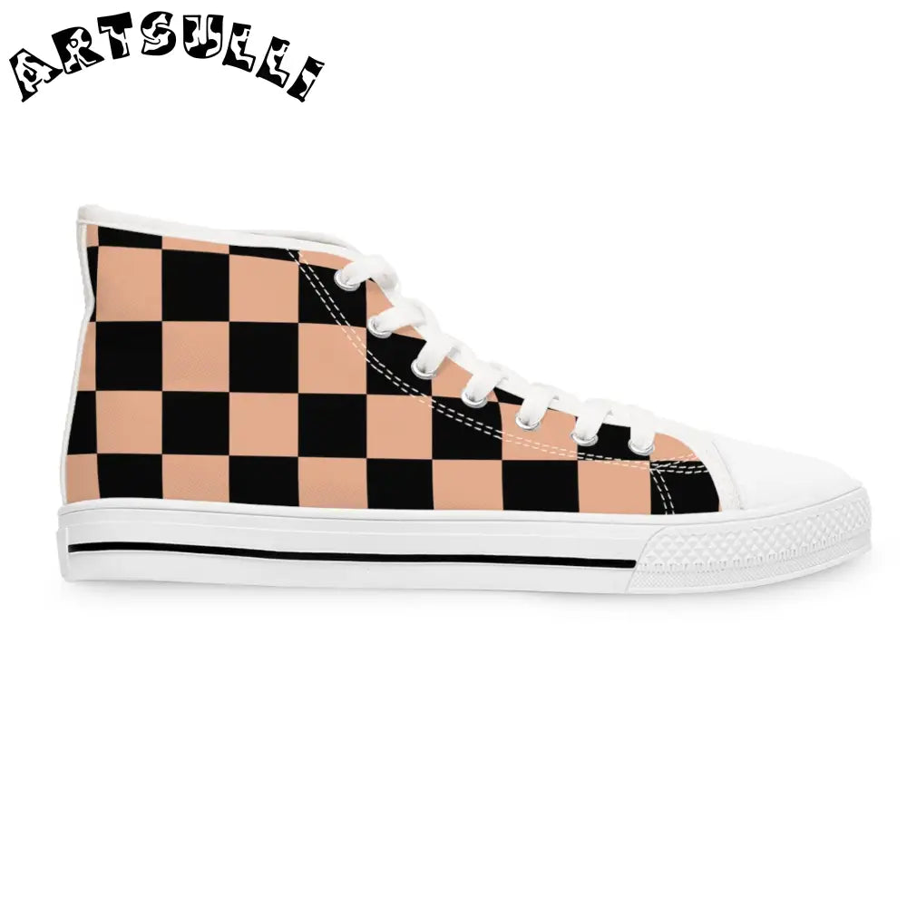 JAKKOUTTHEBXX Checkerboard Soft Orange and Black Women’s High Top
