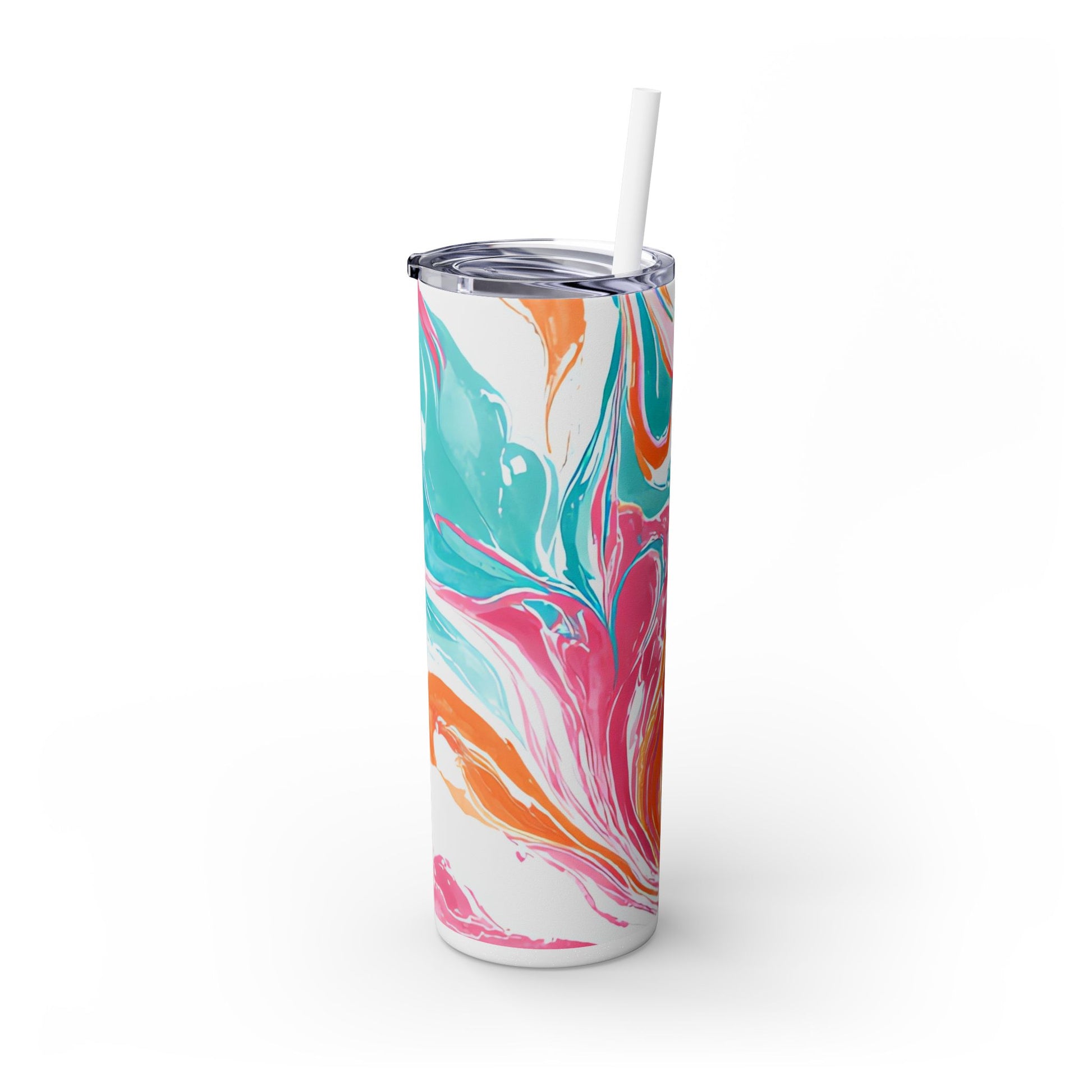 Liquid Pastel Spill Multi-Color Skinny Tumbler with Straw, 20oz, Artsulli - Art is Long, Life is Short, Mug, , , , , , , 