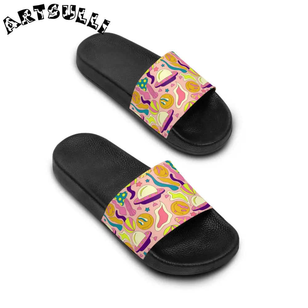 JAKKOUTTHEBXX Trippy Spaceships Pink Men’s Slide Sandals