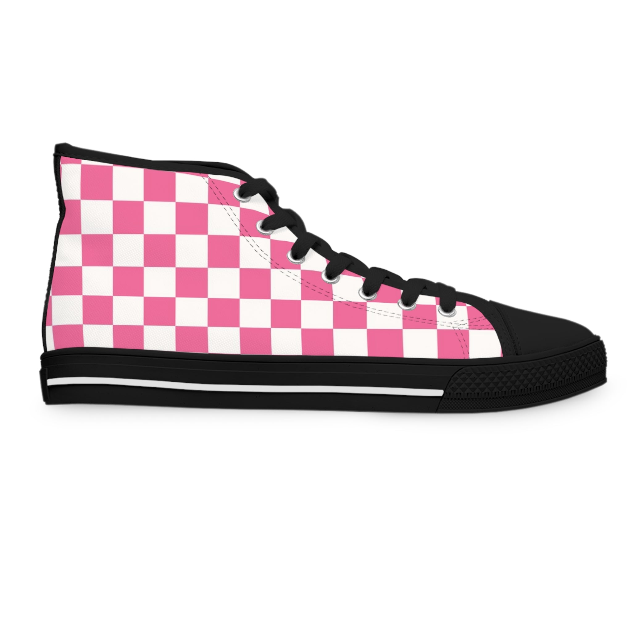 Yuyushiki Pink Check Women's High Top Sneakers