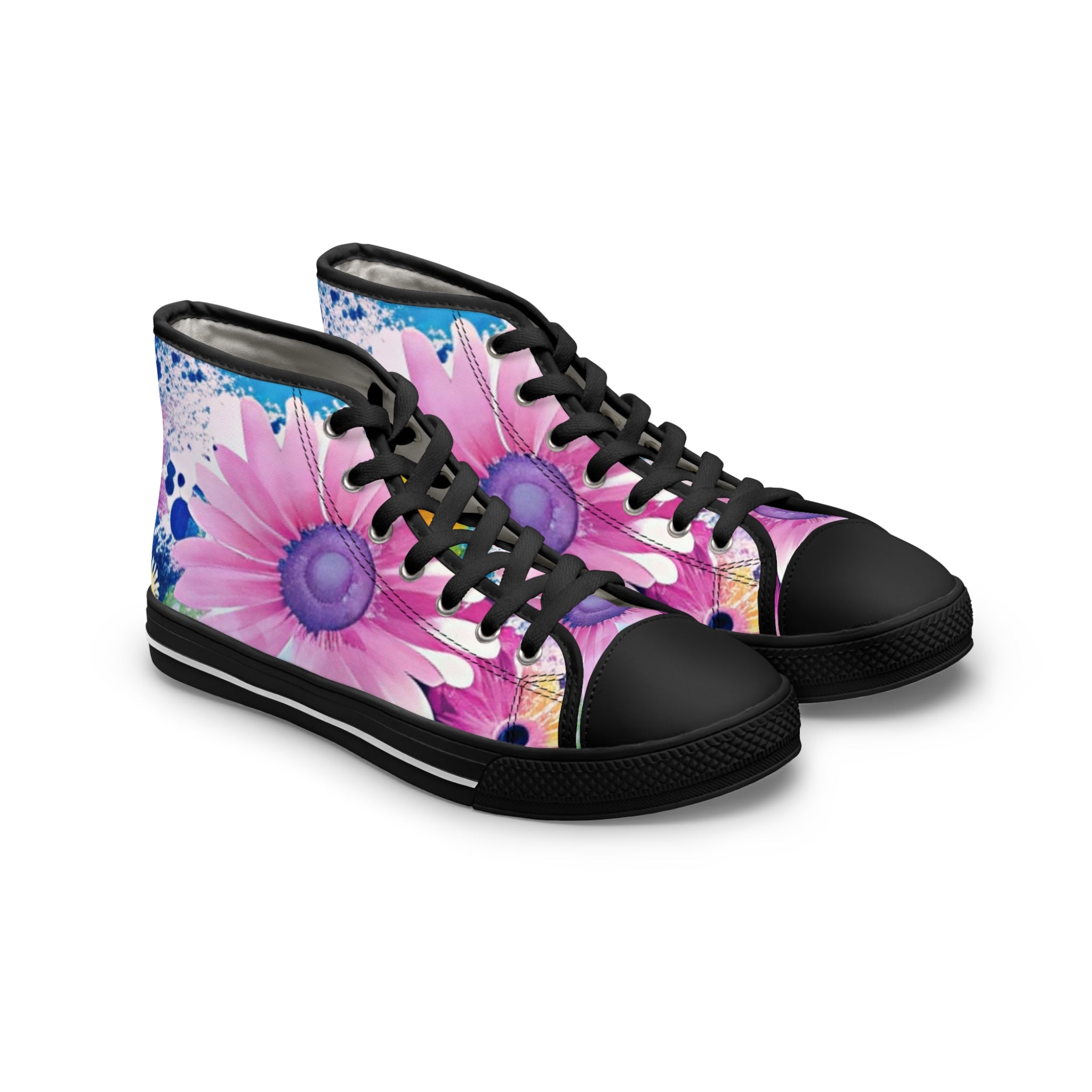 Magical Flower Explosion Multi-Color Women's High Top Sneakers, Artsulli - Art is Long, Life is Short, Shoes, Size, US 5.5, Color, Black sole, , , 18108170187738160634