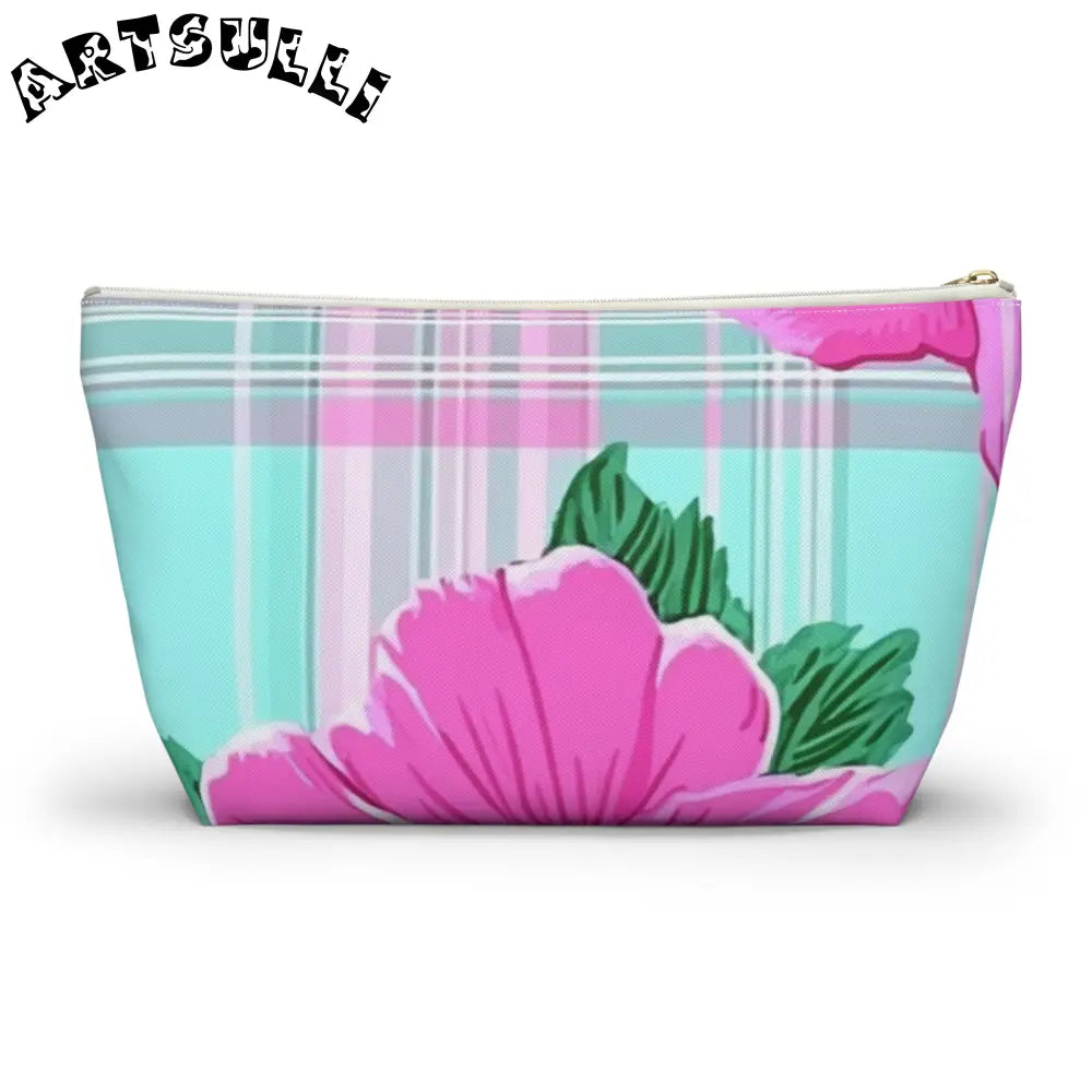 JAKKOUTTHEBXX Pink Floral Art Transferred Cosmetic Pouch