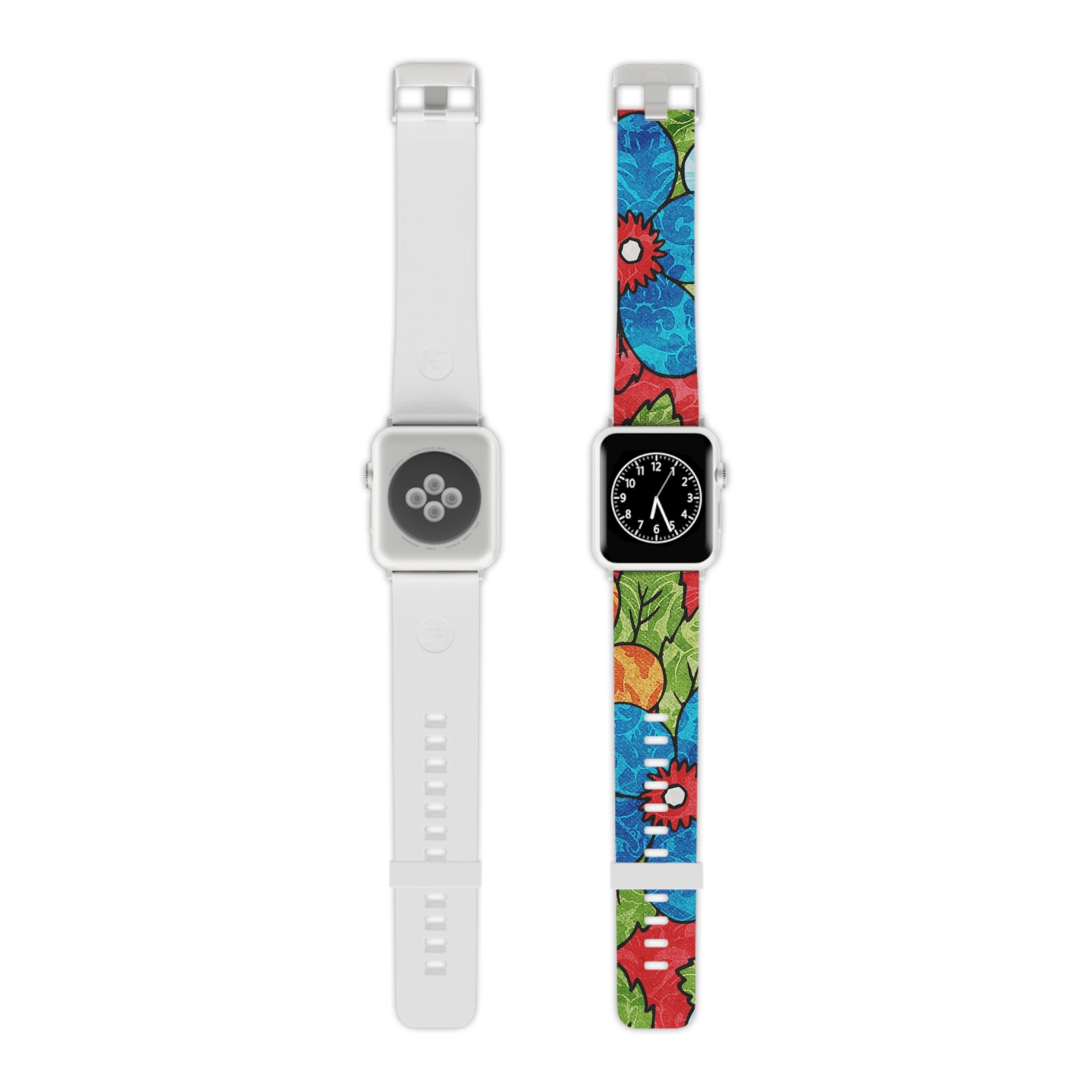 Groovy Red Floral Kl II Watch Band for Apple Watch, Artsulli - Art is Long, Life is Short, Accessories, Size, 8'' × 0.75'' / 38 - 40 mm, Color, Silver, , , 33036891062298630461