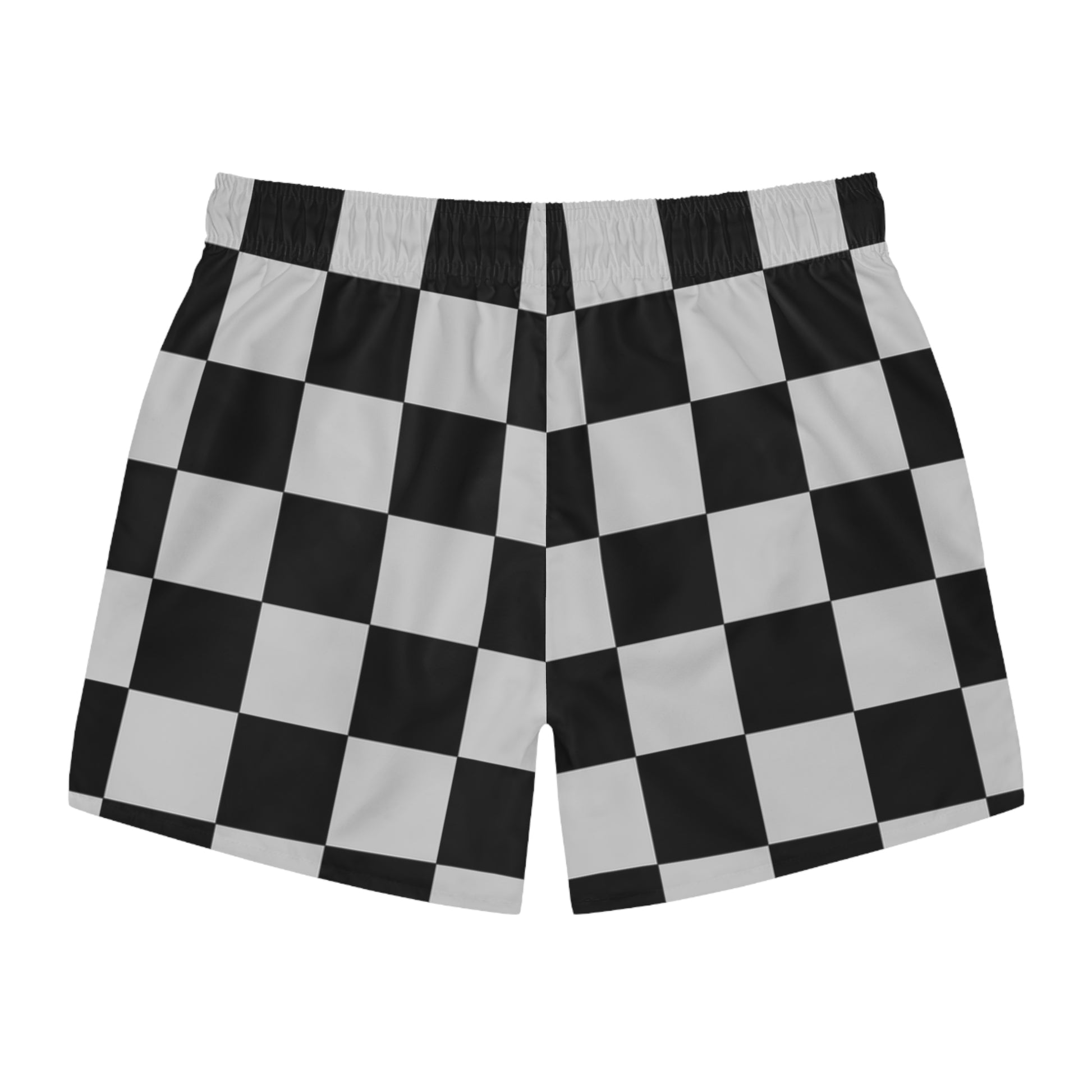 Checkerboard Dada Black and Light Gray Swim Trunks (AOP), Artsulli - Art is Long, Life is Short, All Over Prints, , , , , , , 