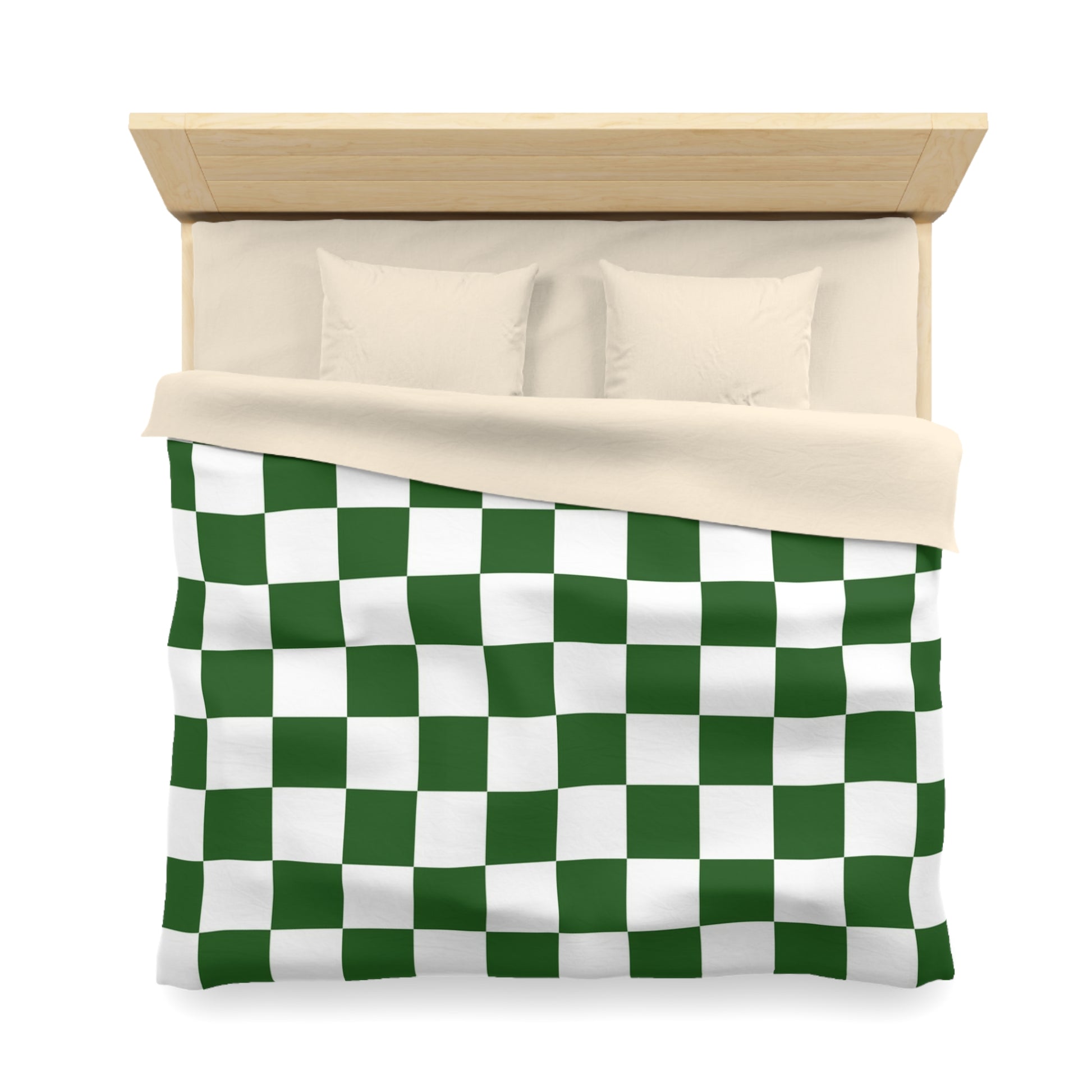 Checkerboard White and Dark Green Microfiber Duvet Cover, Artsulli - Art is Long, Life is Short, Home Decor, , , , , , , 