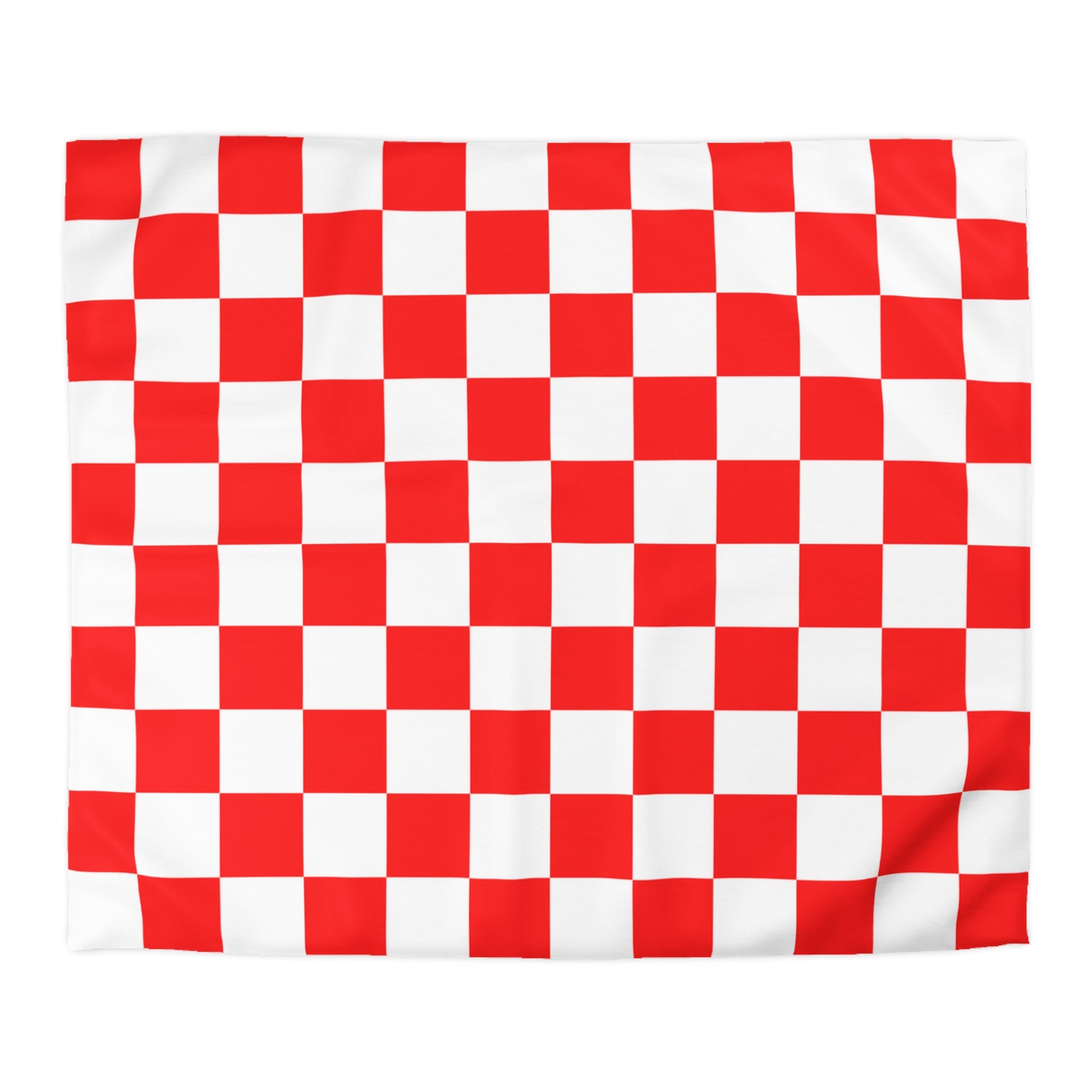 Checkerboard Red and White Microfiber Duvet Cover, Artsulli - Art is Long, Life is Short, Home Decor, Size, King, Color, White, , , 12588229612710134275