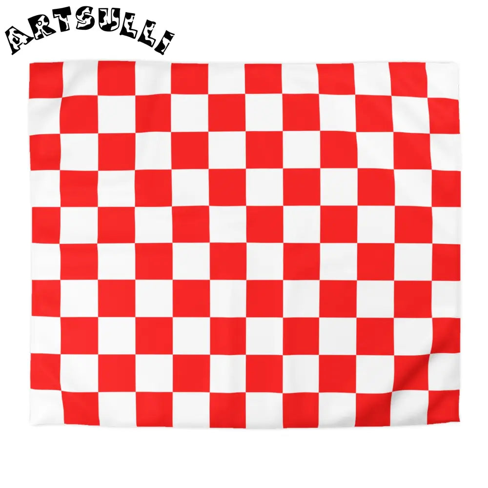 JAKKOUTTHEBXX Checkerboard Red and White Microfiber Duvet Cover
