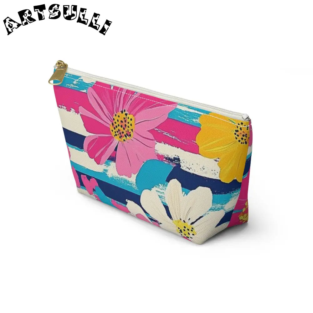 JAKKOUTTHEBXX Dayglo Floral Stripes II Multi-Color Accessory Pouch w