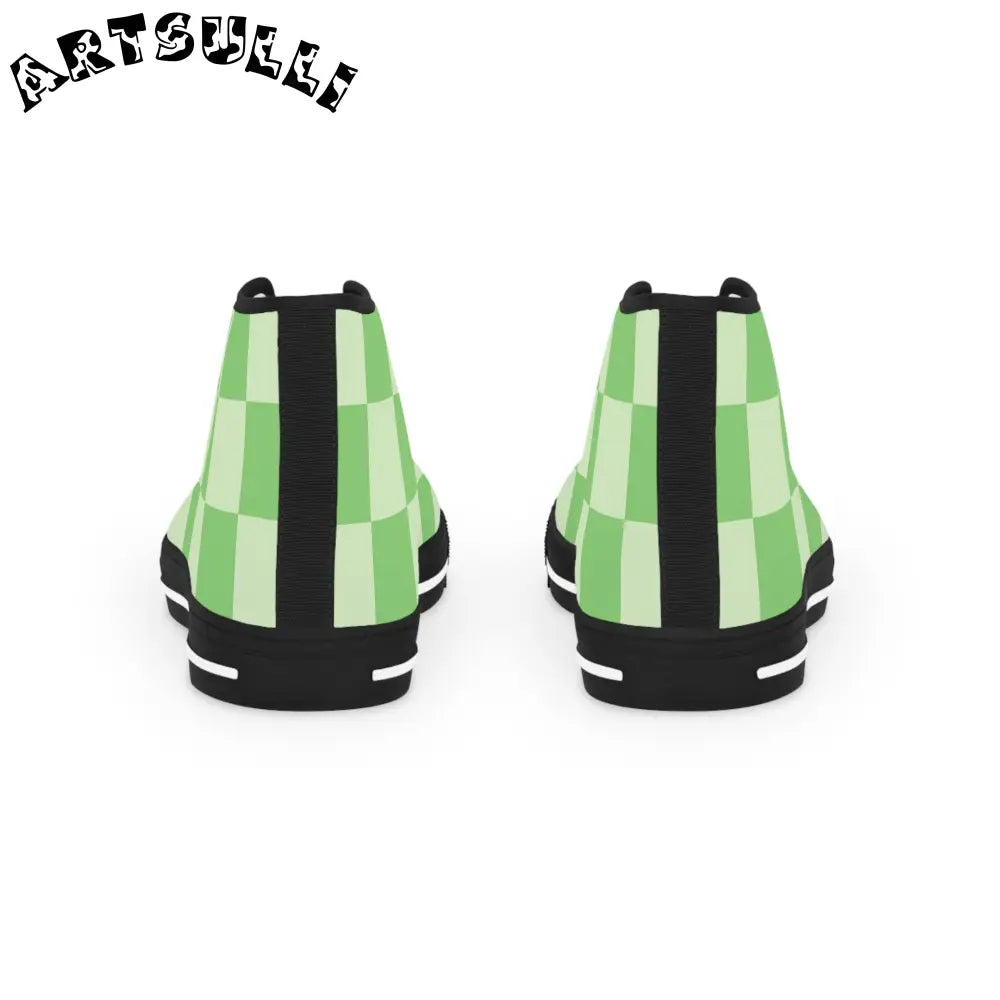 JAKKOUTTHEBXX Checkerboard Green Men’s High Top Sneakers