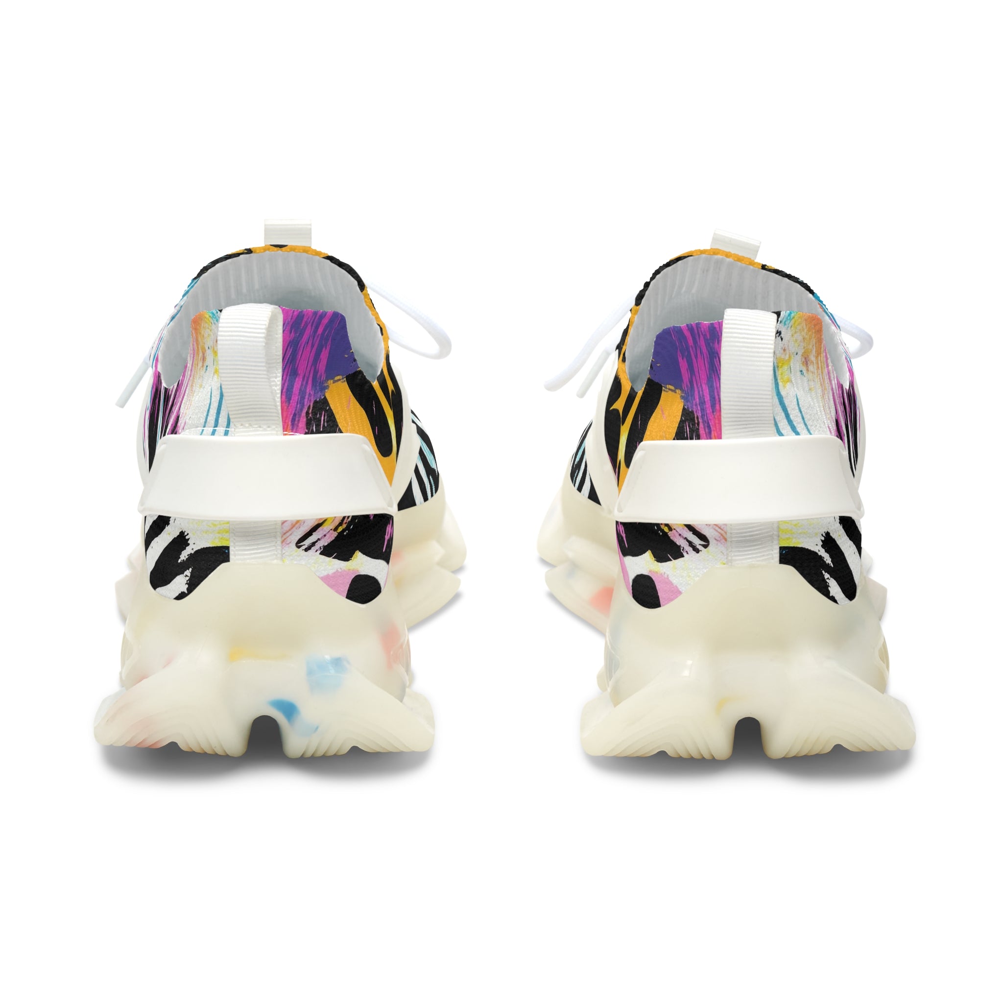 Zebra Stripes x Leopard Print x Paint Splatter Multi-Color Women's Mesh Sneakers, Artsulli - Art is Long, Life is Short, Shoes, , , , , , , 