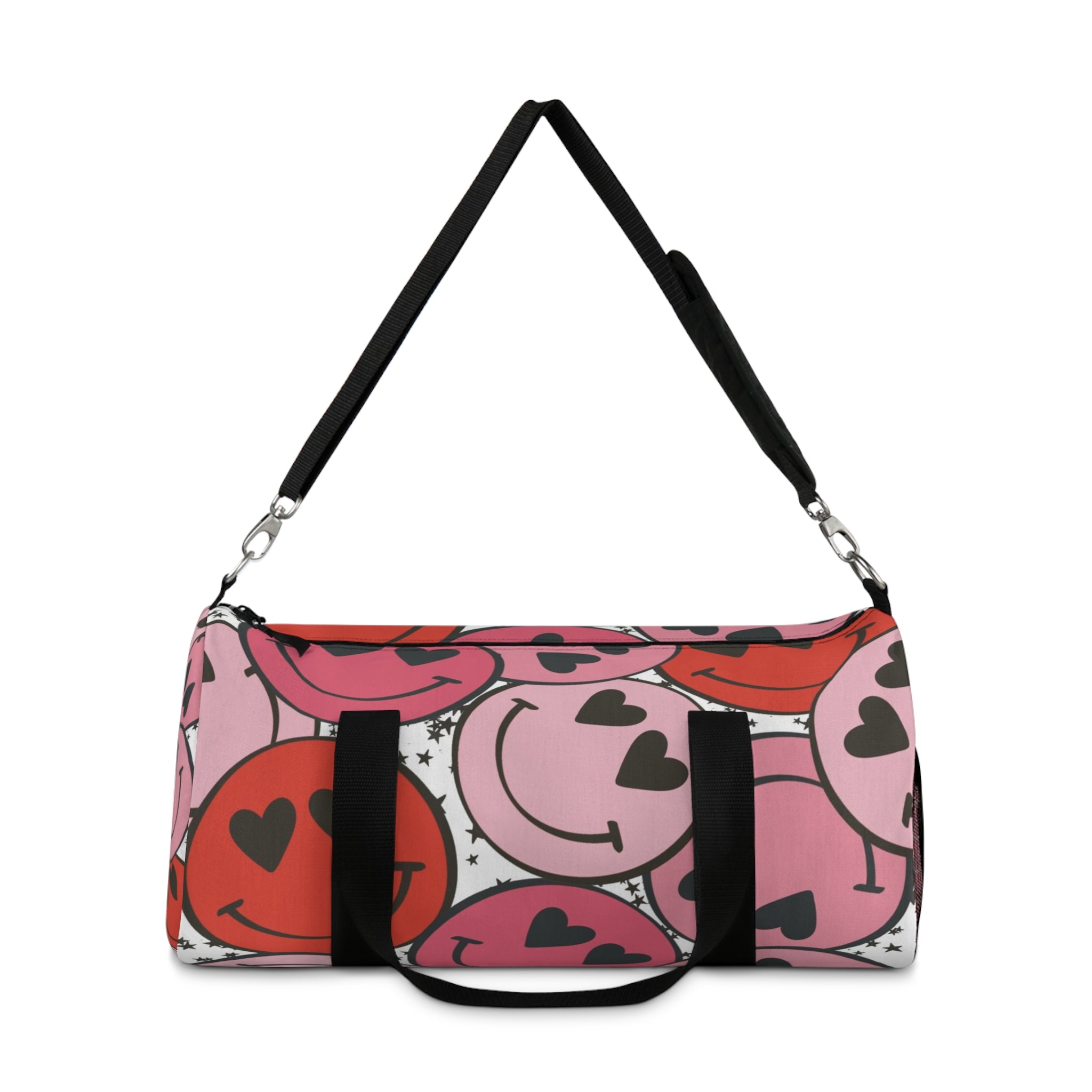 Smiley Face x Heart Eyes Pink and Red Duffel Bag, Artsulli - Art is Long, Life is Short, Bags, , , , , , , 