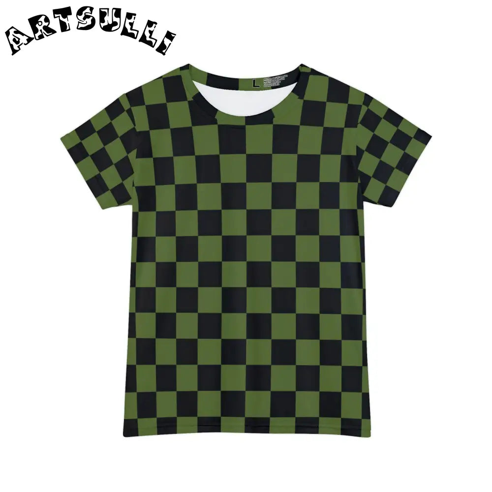 JAKKOUTTHEBXX Checkerboard Olive Green and Black Women’s Short