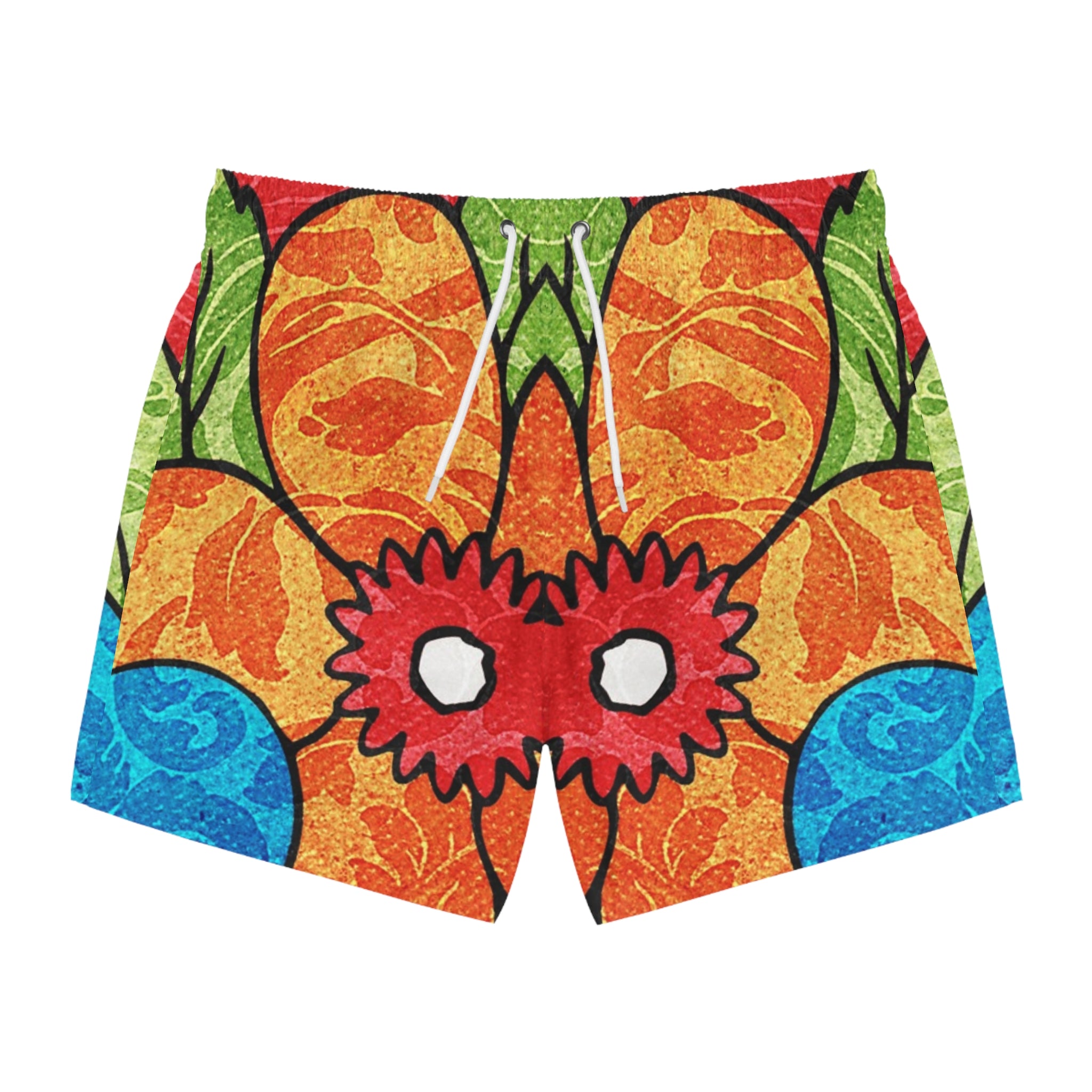 Groovy Red Floral Kl Swim Trunks (AOP), Artsulli - Art is Long, Life is Short, All Over Prints, Size, XS, Color, Seam thread color automatically matched to design, , , 18331774019052023269