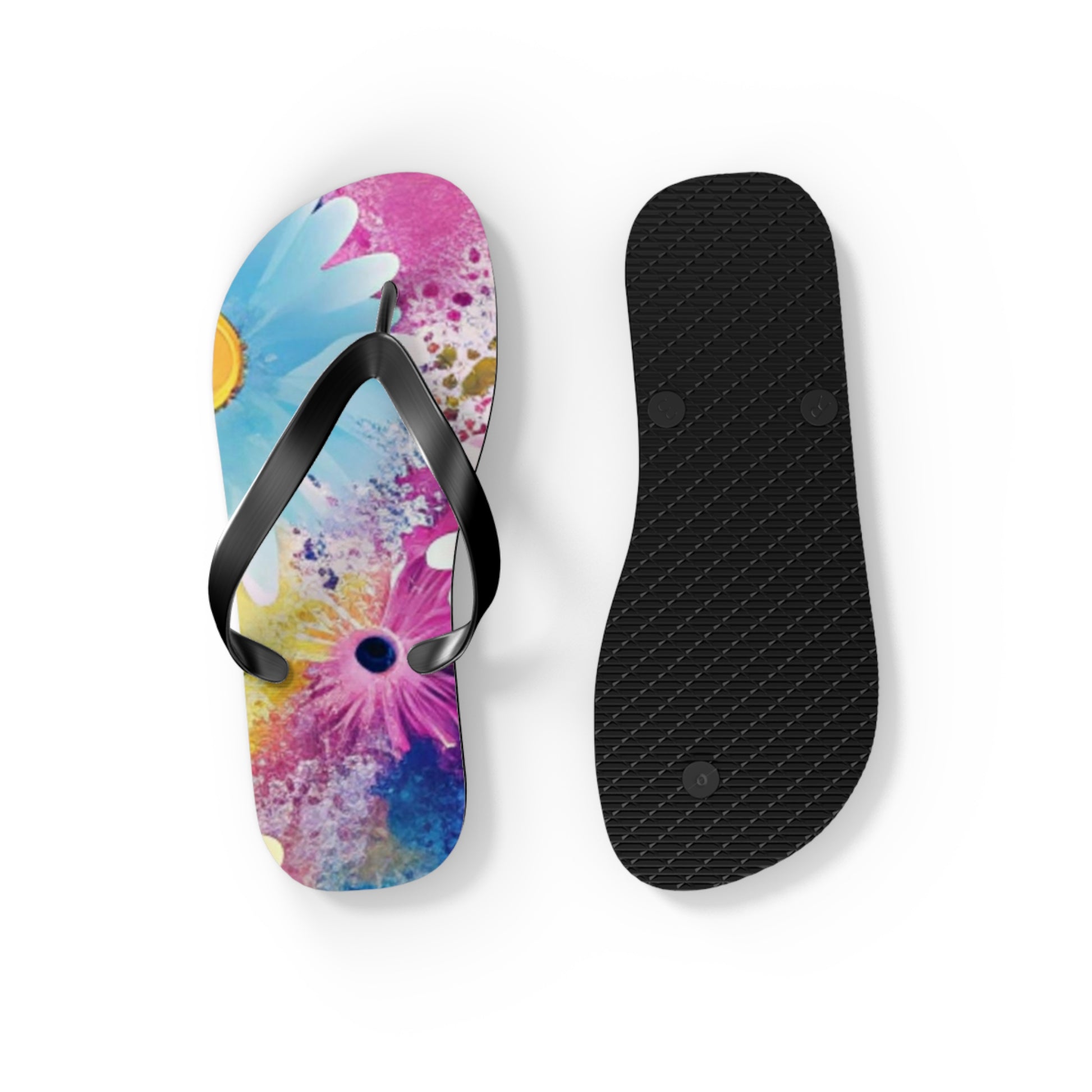 Magical Flower Explosion Multi-Color Flip Flops, Artsulli - Art is Long, Life is Short, Shoes, , , , , , , 