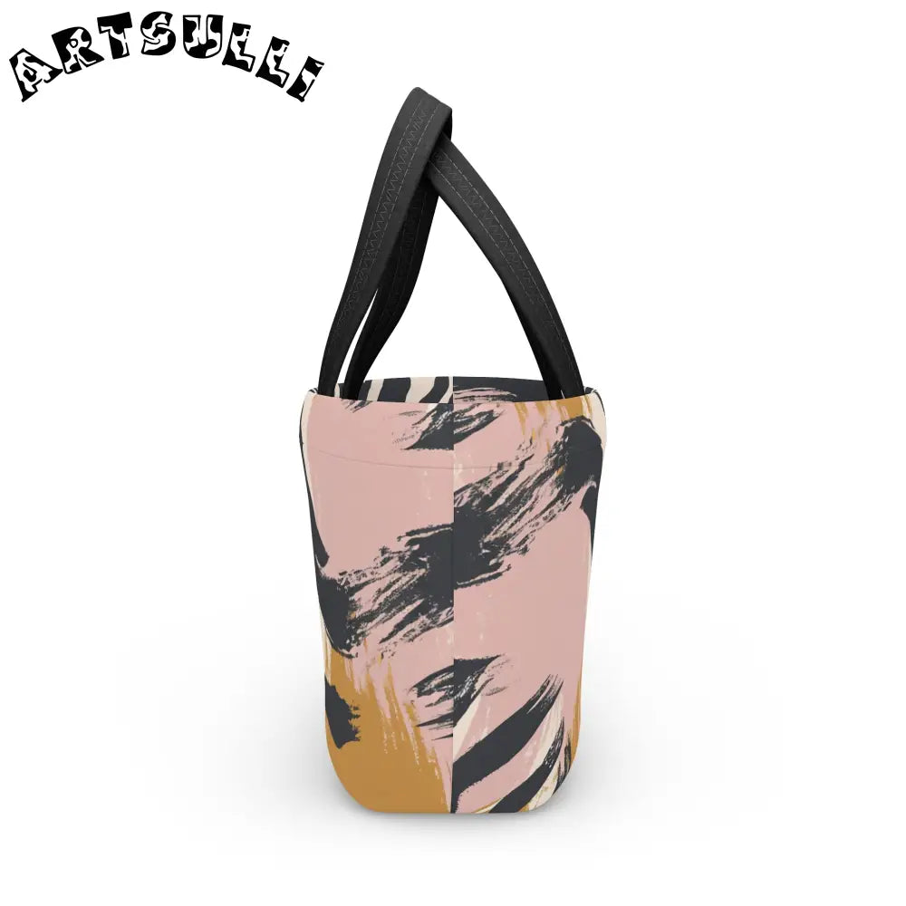 JAKKOUTTHEBXX Zebra Print Lunch Bag Tote with Pink and Yellow