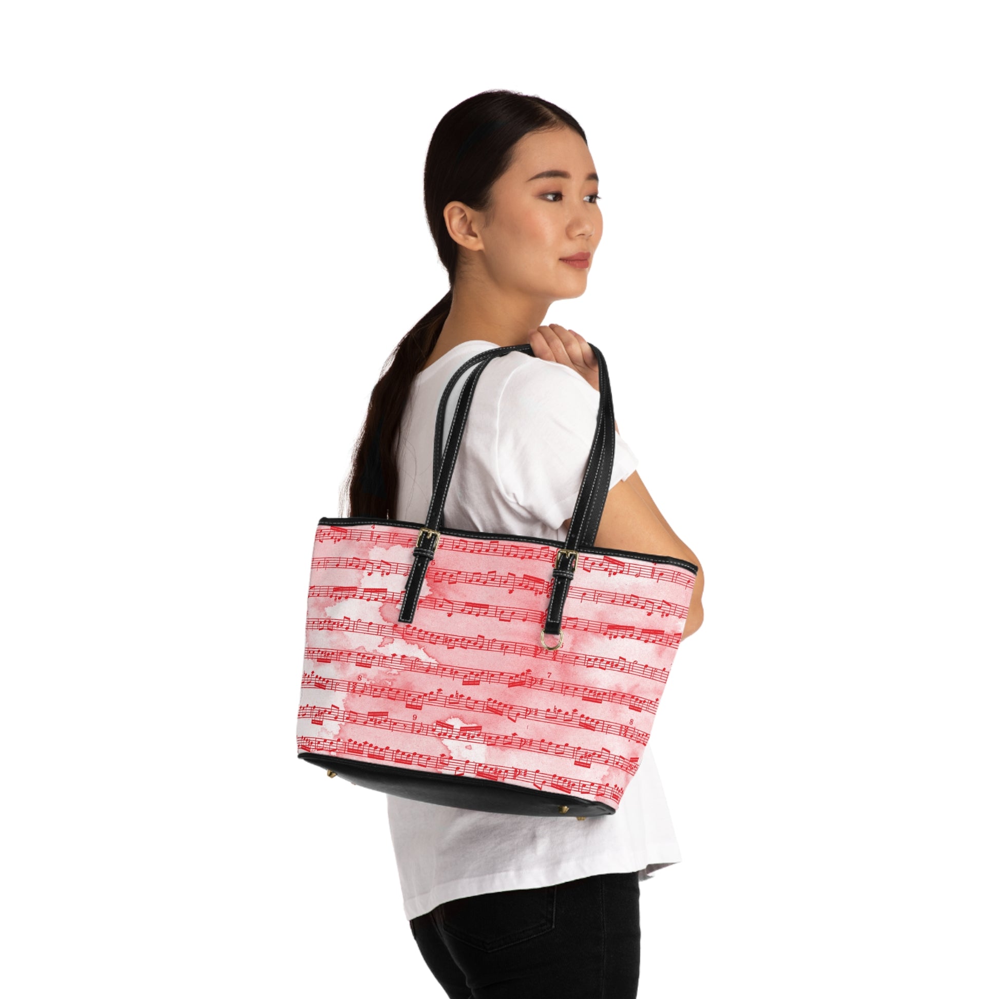 Drip Spill Type Beat Sheet Music  II Red PU Leather Shoulder Bag, Artsulli - Art is Long, Life is Short, Bags, , , , , , , 