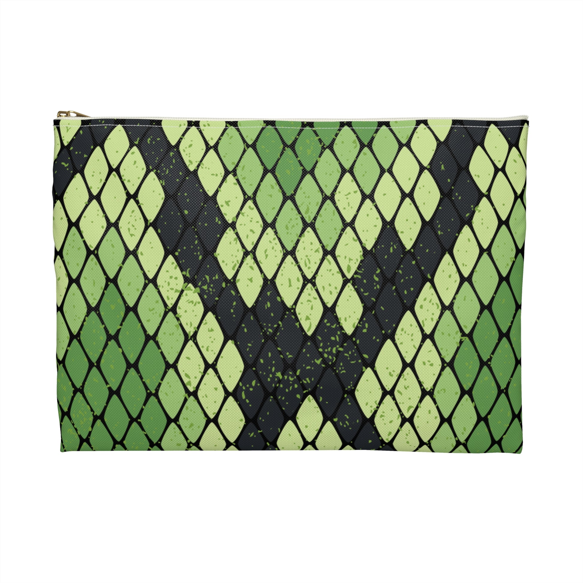 Snake Skin Green and Black Accessory Pouch, Artsulli - Art is Long, Life is Short, Bags, , , , , , , 