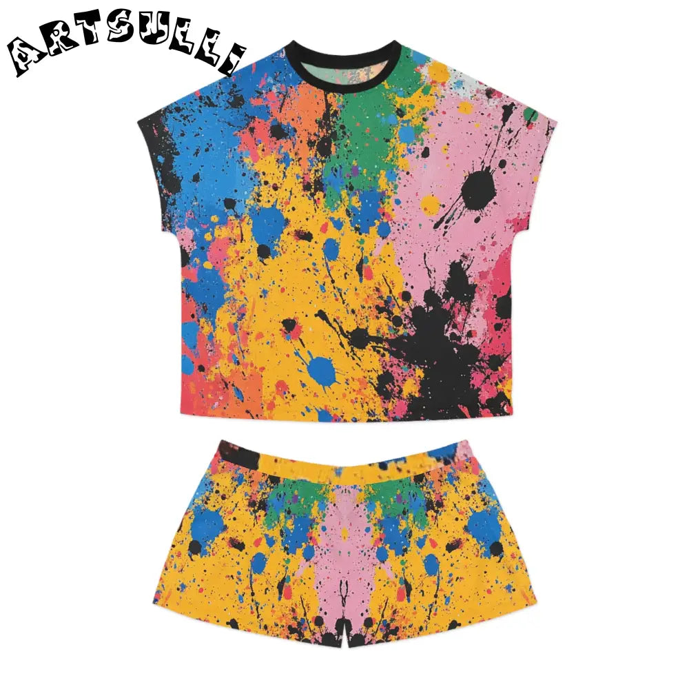 JAKKOUTTHEBXX The Colors Of Paint Splatter Women’s Short Pajama Set