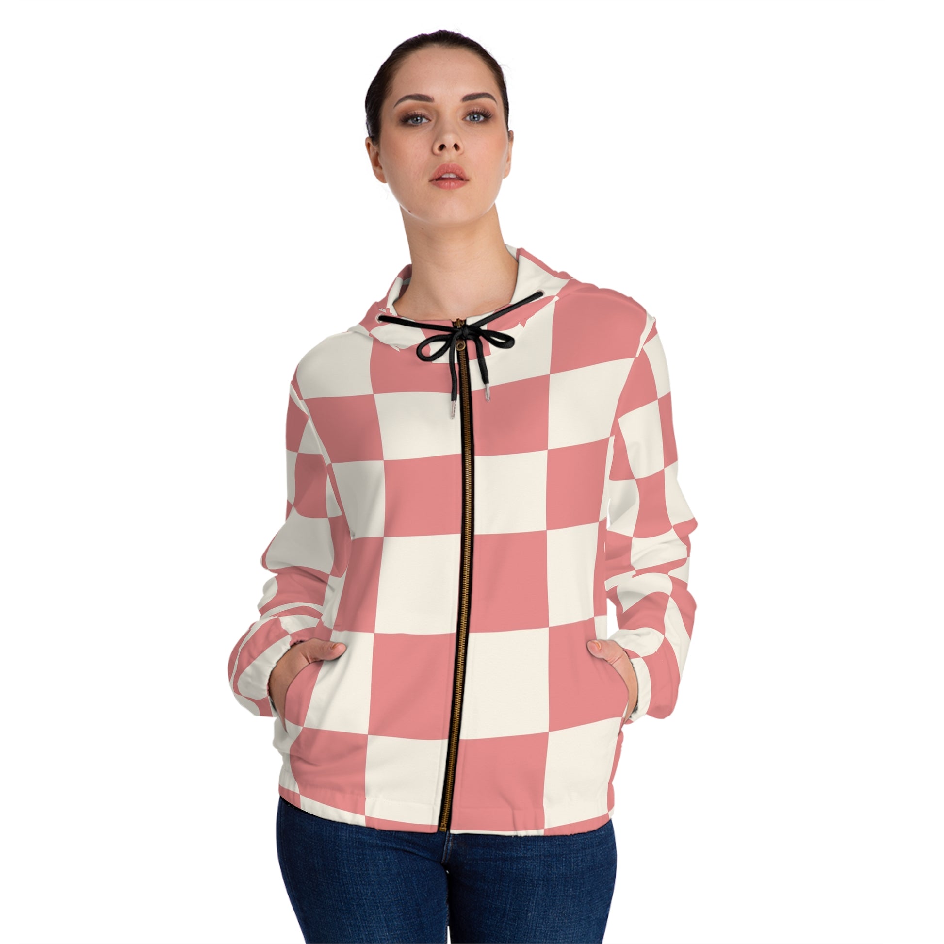 Retro Checkered Grassland Sprites Women’s Full-Zip Hoodie (AOP), Artsulli - Art is Long, Life is Short, All Over Prints, , , , , , , 