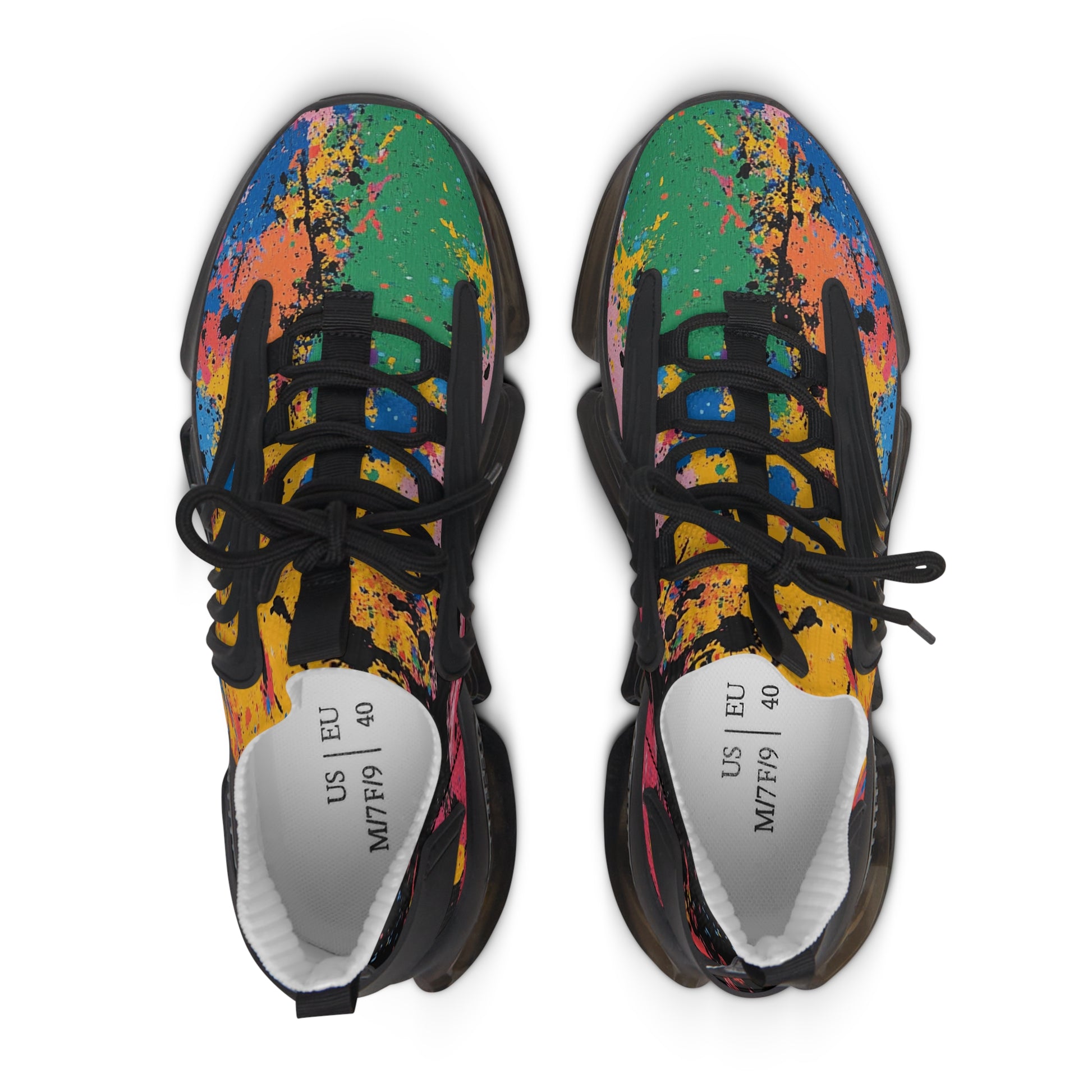 The Colors Of Paint Splatter II Multi-Color Women's Mesh Sneakers, Artsulli - Art is Long, Life is Short, Shoes, , , , , , , 