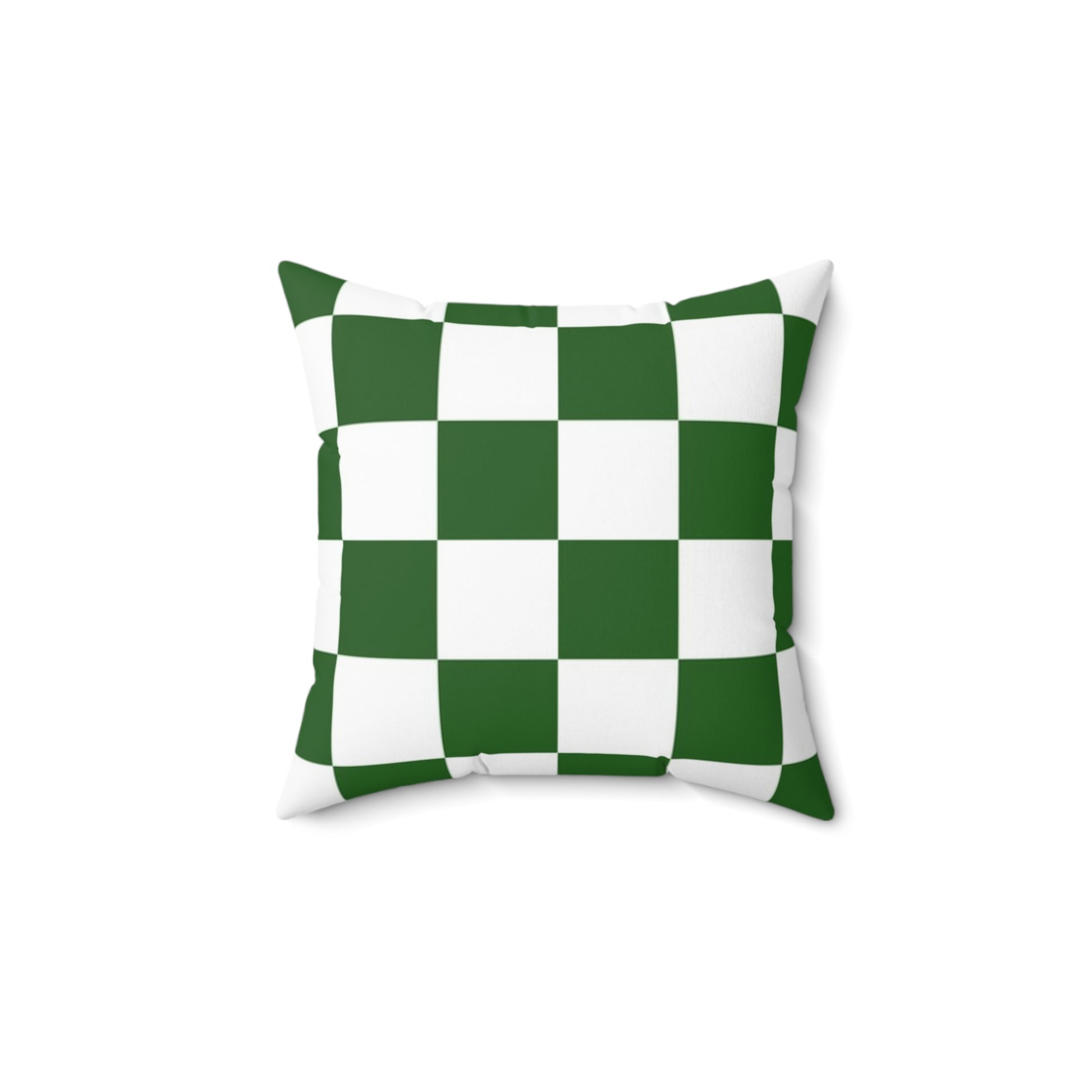 Checkerboard White and Dark Green Spun Polyester Square Pillow, Artsulli - Art is Long, Life is Short, Home Decor, , , , , , , 