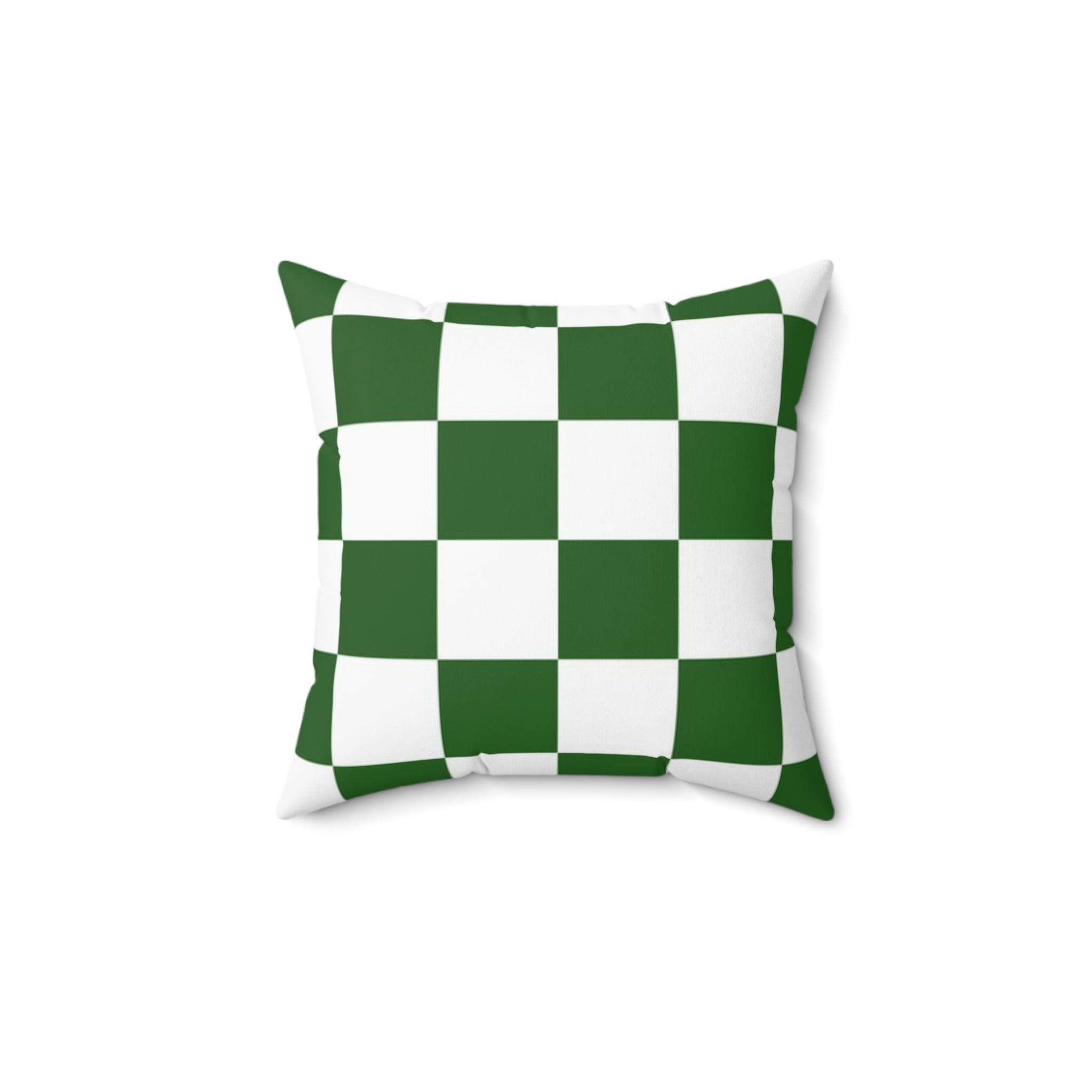 Checkerboard White and Dark Green Spun Polyester Square Pillow, Artsulli - Art is Long, Life is Short, Home Decor, , , , , , , 