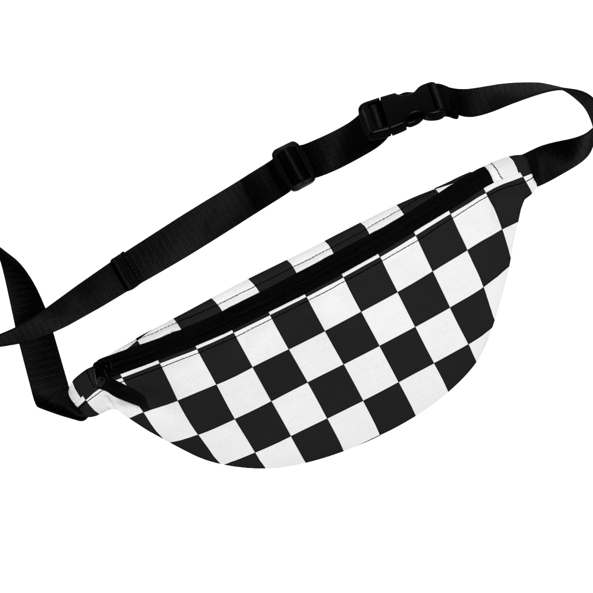 Checkerboard White and Black Fanny Pack, Artsulli - Art is Long, Life is Short, Bags, Size, One size, , , , , 22844364443296408365