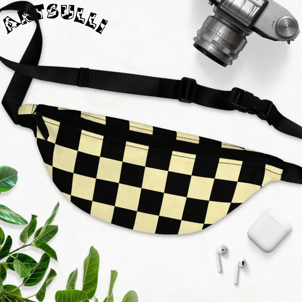 JAKKOUTTHEBXX Checkerboard Black and Yellow Fanny Pack JAKKOUTTHEBXX