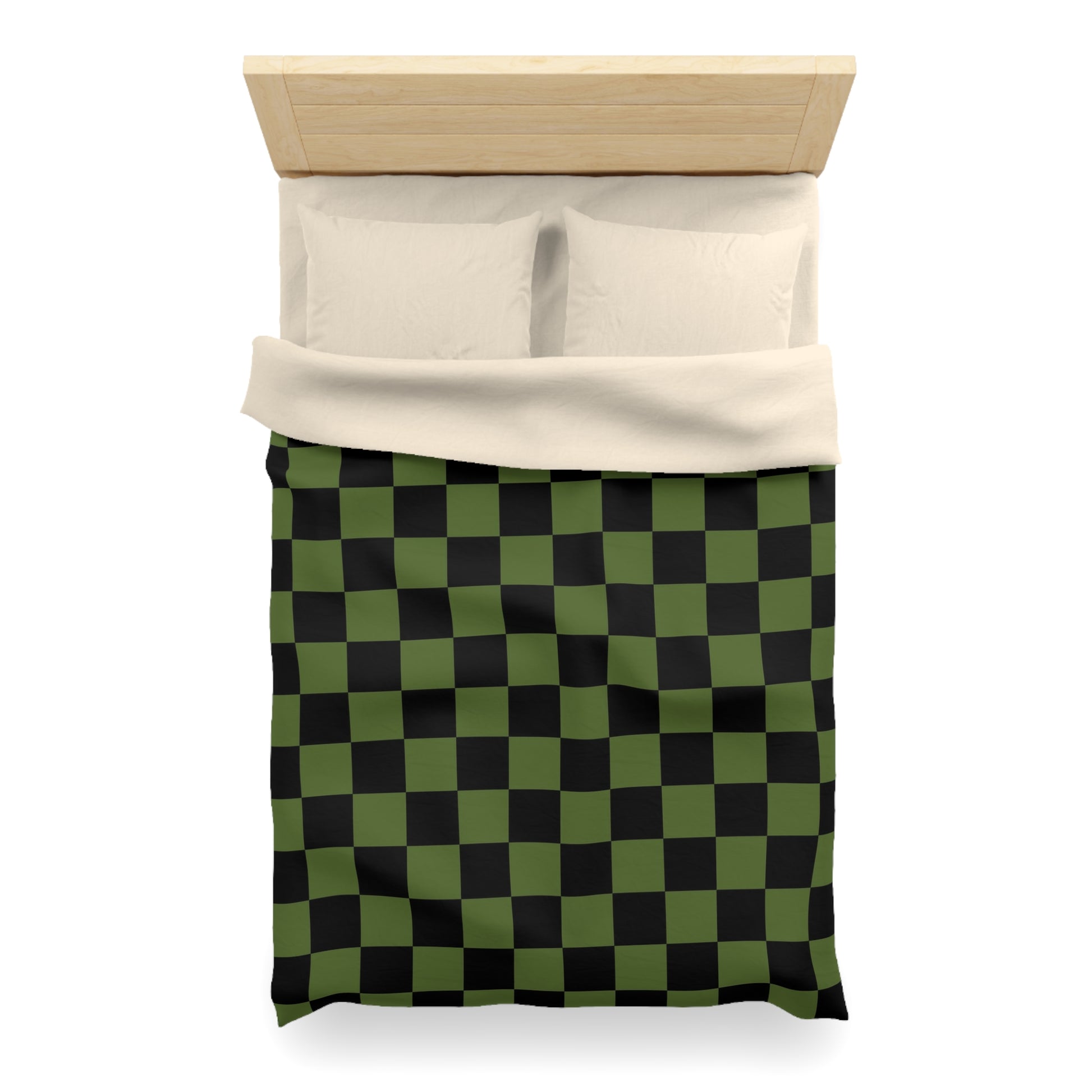 Checkerboard Olive Green and Black Microfiber Duvet Cover, Artsulli - Art is Long, Life is Short, Home Decor, , , , , , , 
