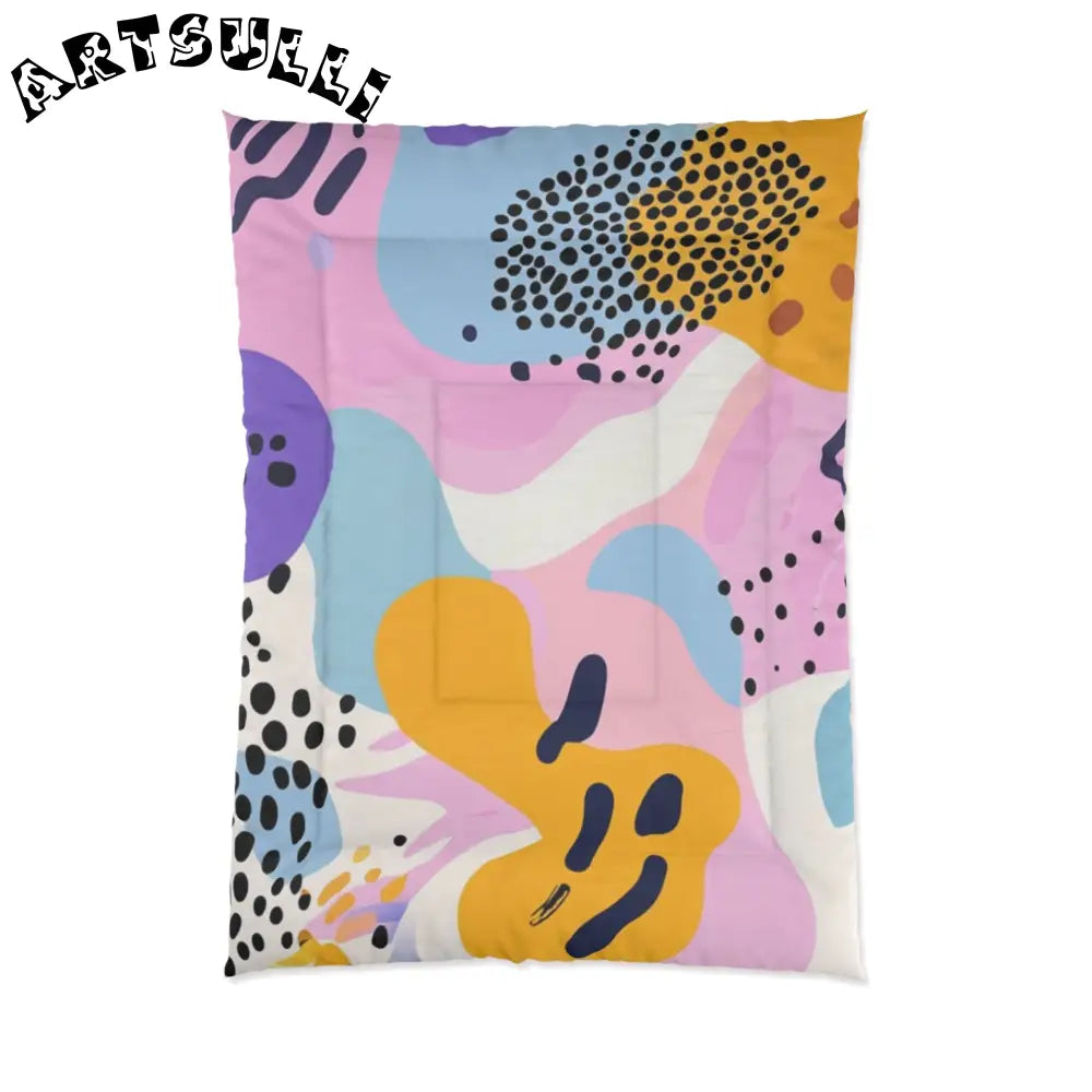 JAKKOUTTHEBXX Colorful Abstract Dots and Shapes Comforter