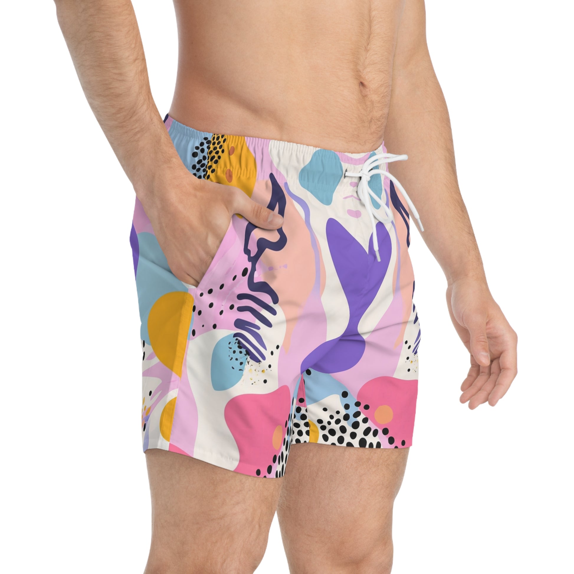 Colorful Abstract Shapes Swim Trunks (AOP), Artsulli - Art is Long, Life is Short, All Over Prints, , , , , , , 