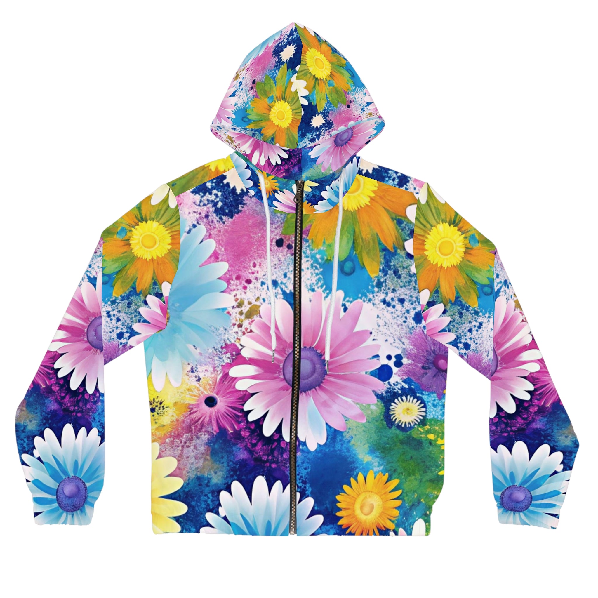 Magical Flower Explosion Multi-Color Women’s Full-Zip Hoodie (AOP), Artsulli - Art is Long, Life is Short, All Over Prints, Size, XS, Color, White, , , 17456184513520
