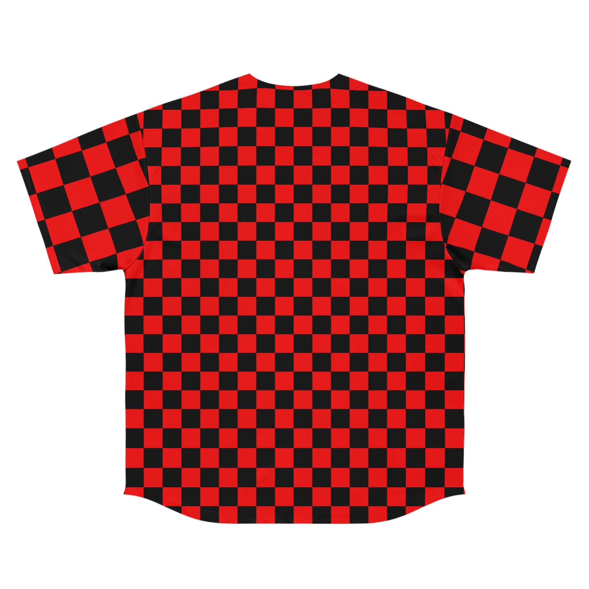 Checkerboard II Red and Black Men's Baseball Jersey (AOP), Artsulli - Art is Long, Life is Short, All Over Prints, , , , , , , 