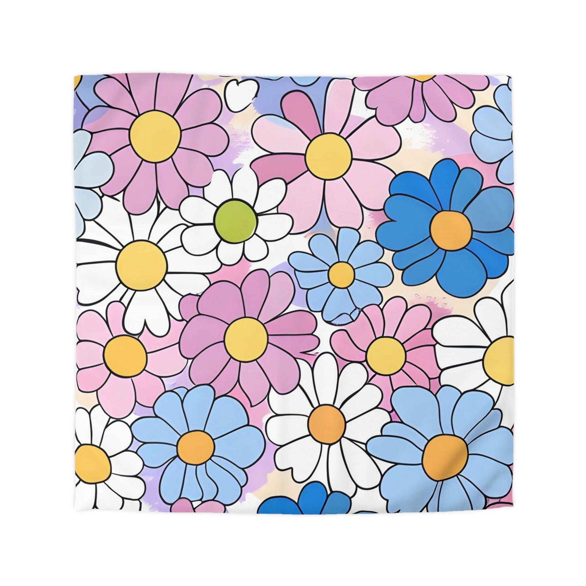 Flower Hour Purple and Blue Microfiber Duvet Cover, Artsulli - Art is Long, Life is Short, Home Decor, Size, Queen, Color, Cream, , , 52307906751866