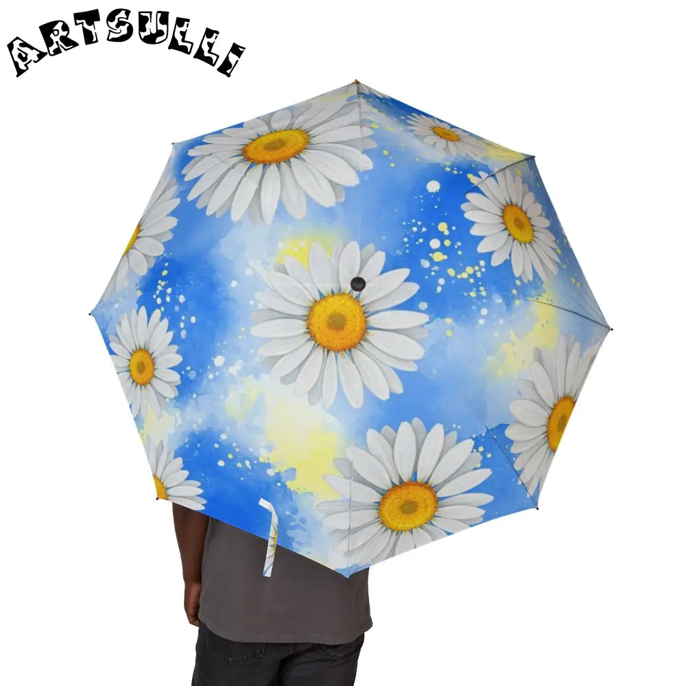 JAKKOUTTHEBXX Daisies Semi-Automatic Foldable Umbrella JAKKOUTTHEBXX