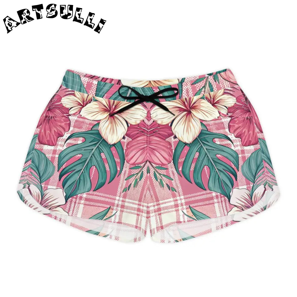 JAKKOUTTHEBXX Plaid x Floral Burgundy and GreenWomen’s Casual Shorts